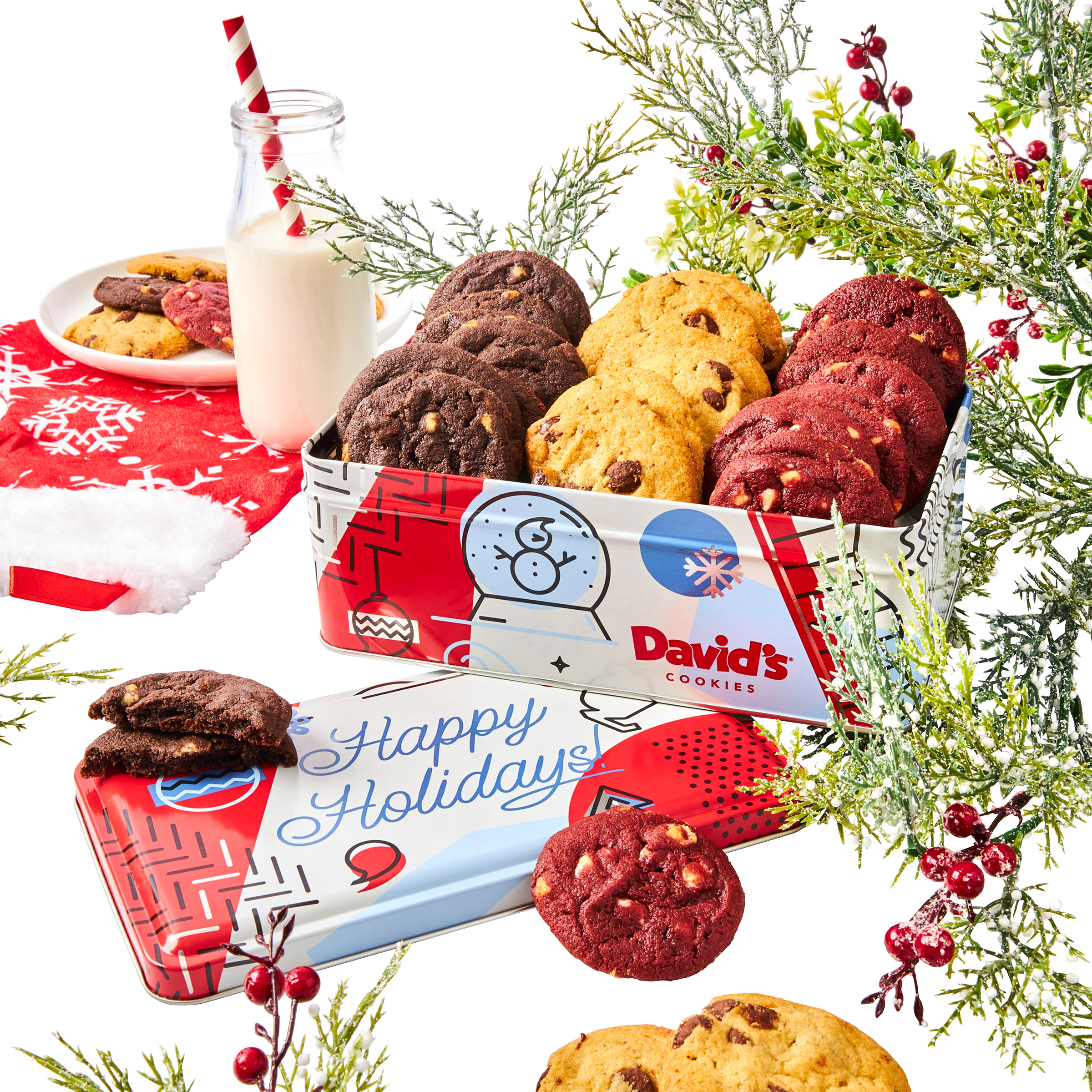 David’s Cookies Winter Wonderland Mini Cookie Bites Tin (Pack of 24) One Ship-to Address Per Case