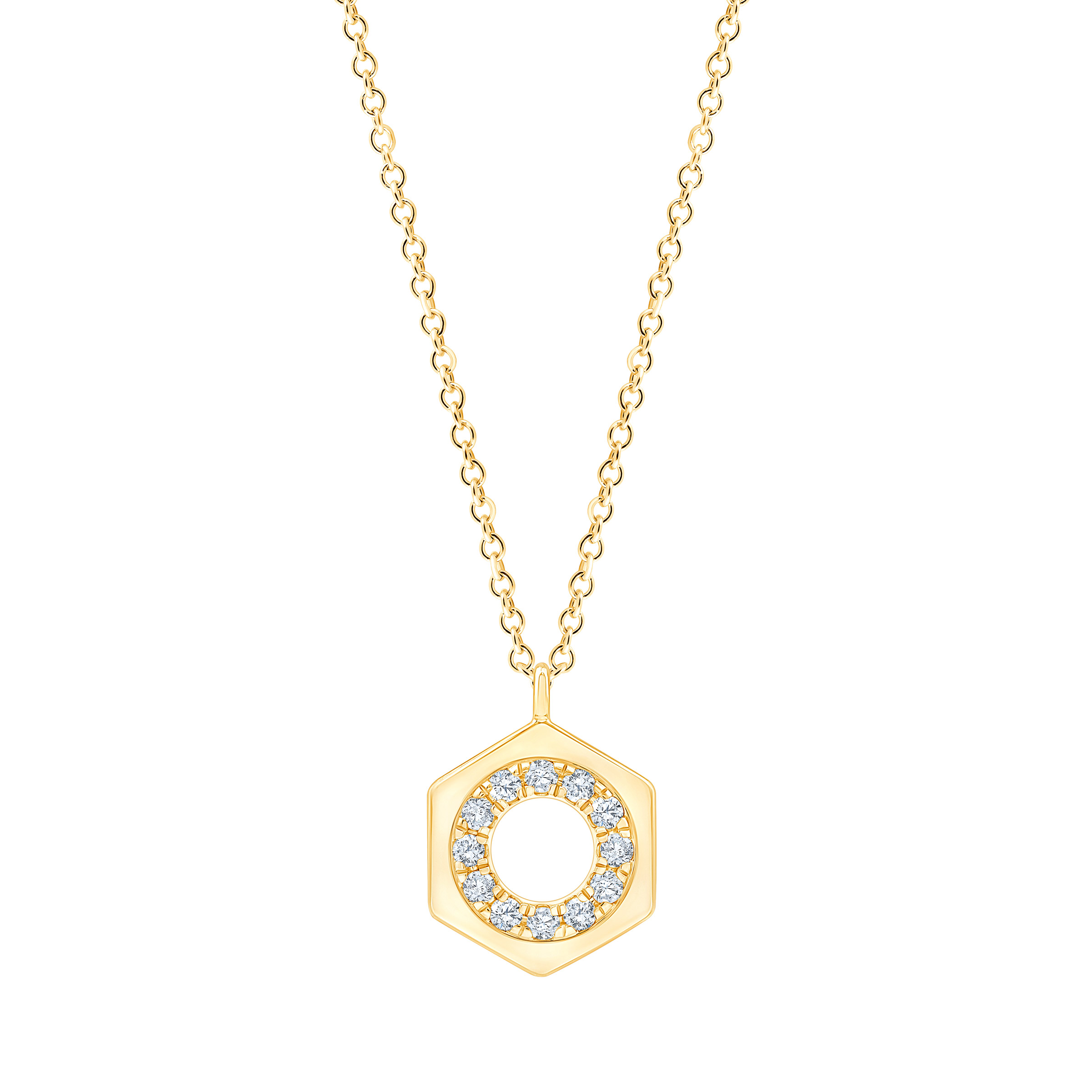 Round Brilliant Diamond Hexagon Pendant (0.15 ctw)