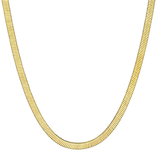 18KT YELLOW GOLD 18" FLAT SNAKE NECKLACE MADE IN ITALY