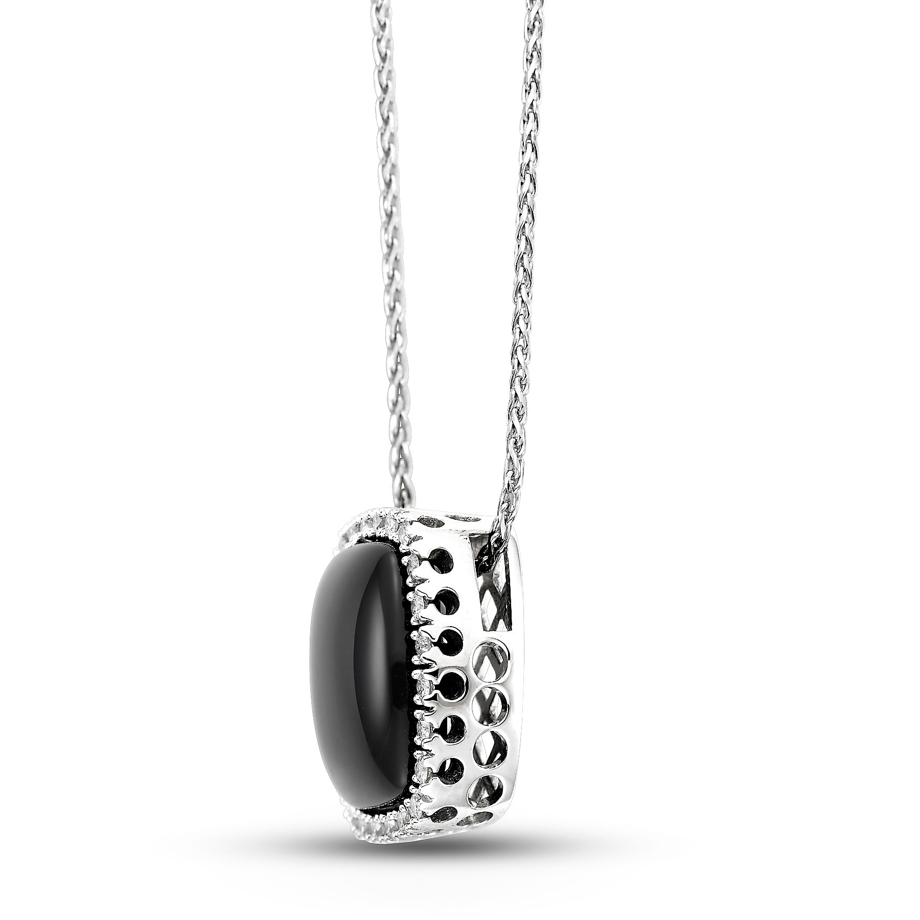 Cushion Cut Cabochon Black Onyx and Diamond Pendant (0.25 ctw) | Costco