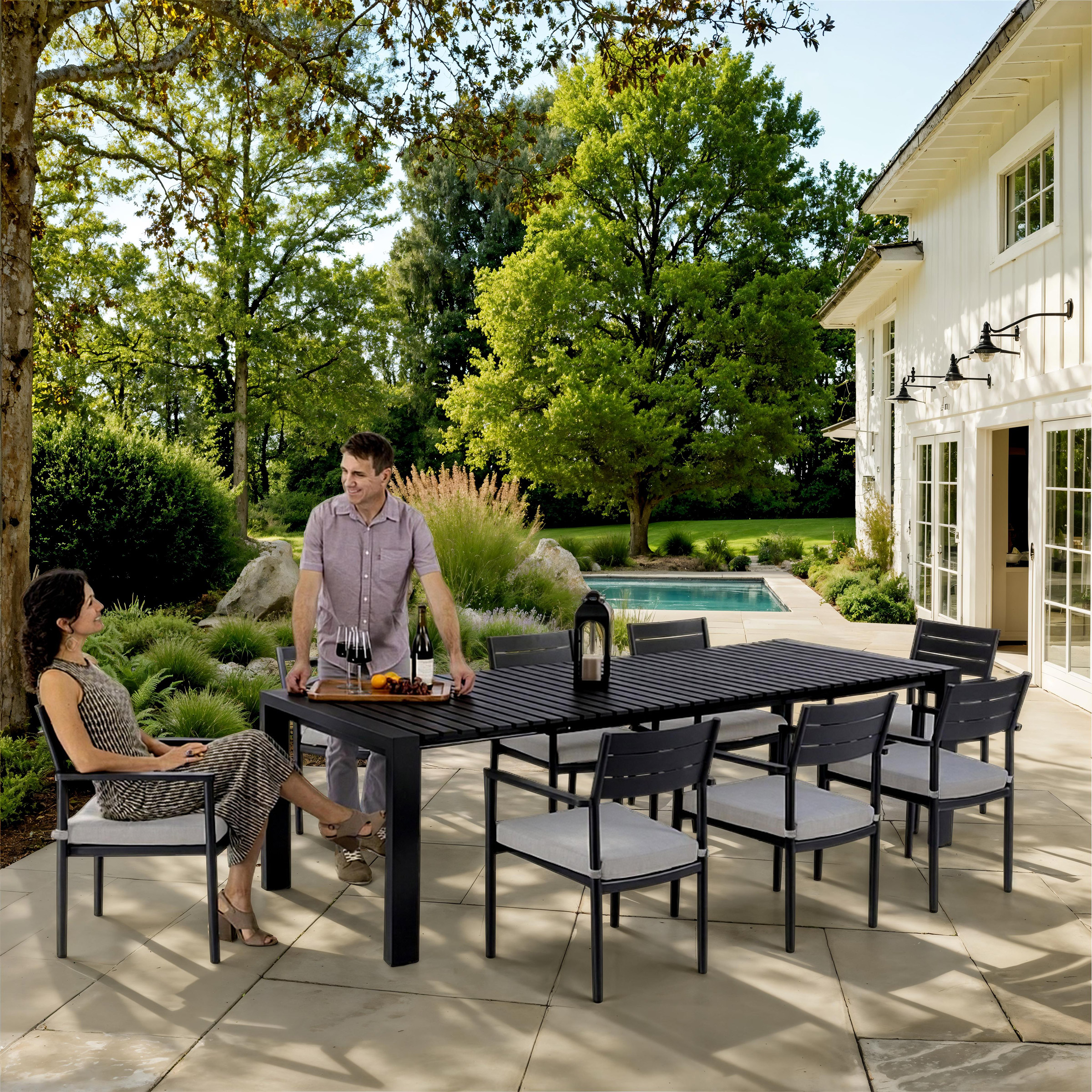  CROWN DERBY ダービーパネル モーニング4点セット！ MoDe Bari 9-piece Outdoor Patio Cushion Dining Set with Expanding