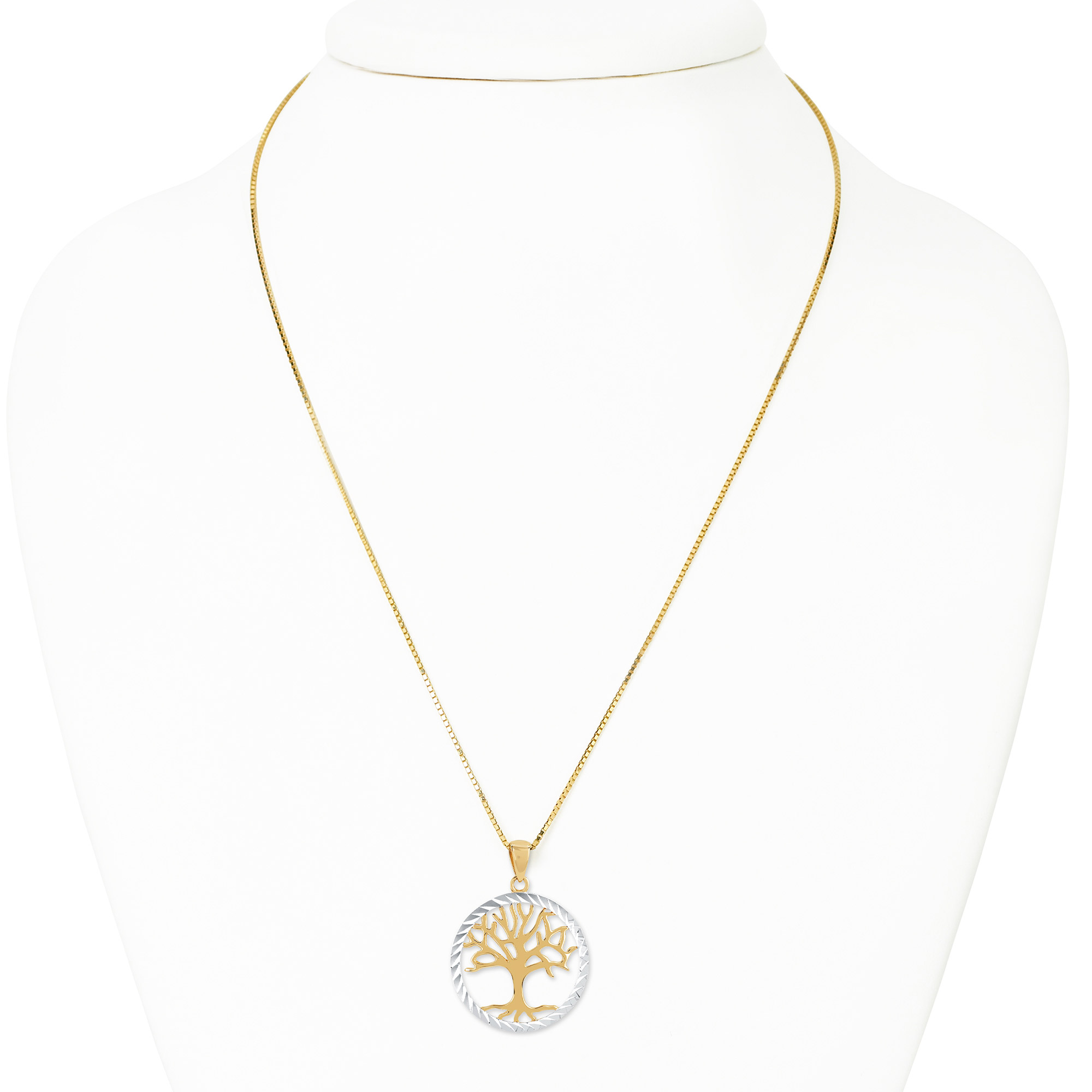 High Polish and Diamond Cut Tree of Life Pendant in Two Tone Gold | Costco