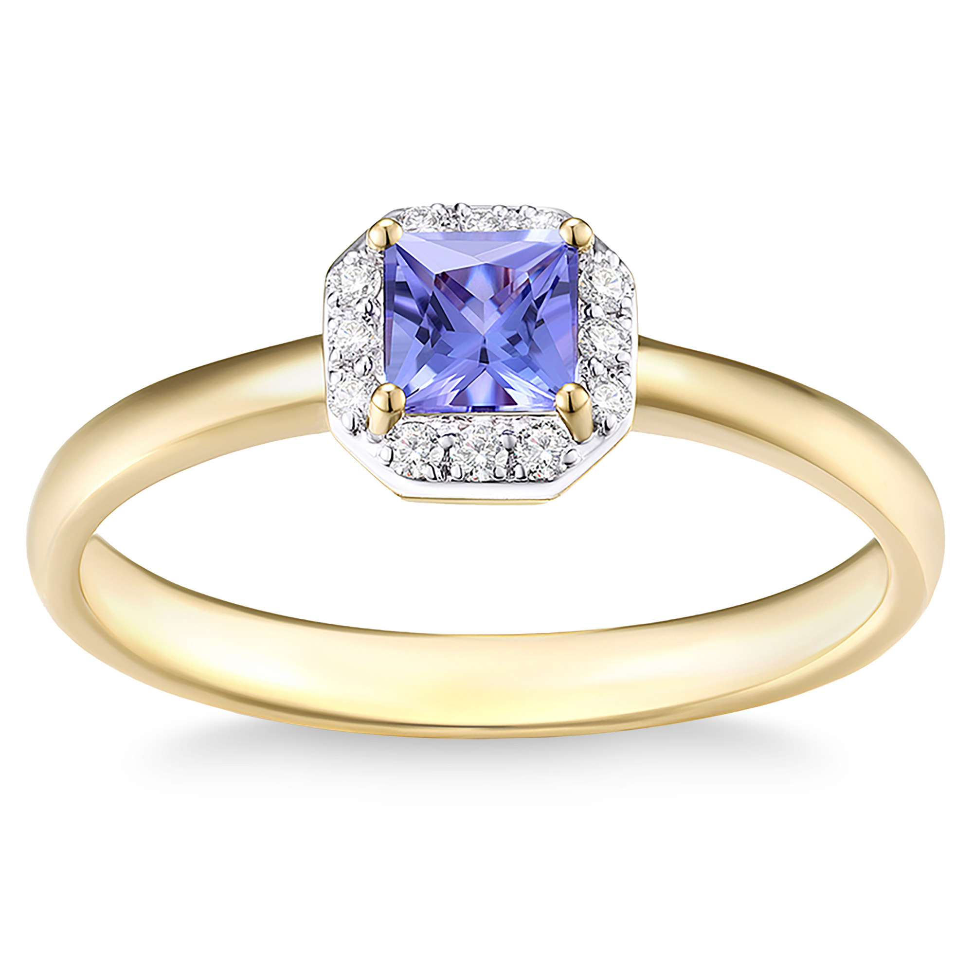 Princess Cut Tanzanite and Diamond Ring (0.08 ctw)