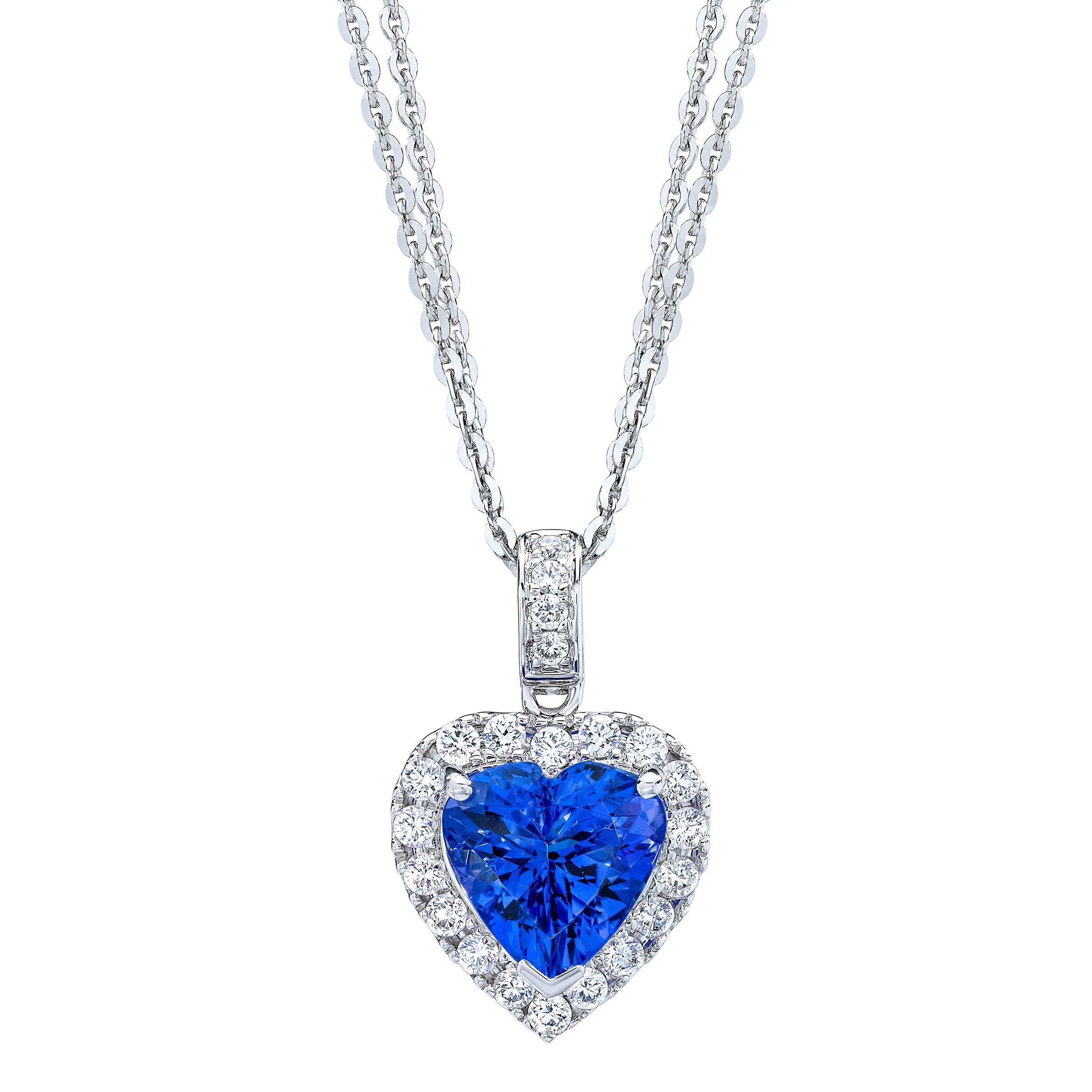 Tanzanite and Diamond 14kt White Gold Heart Pendant Costco