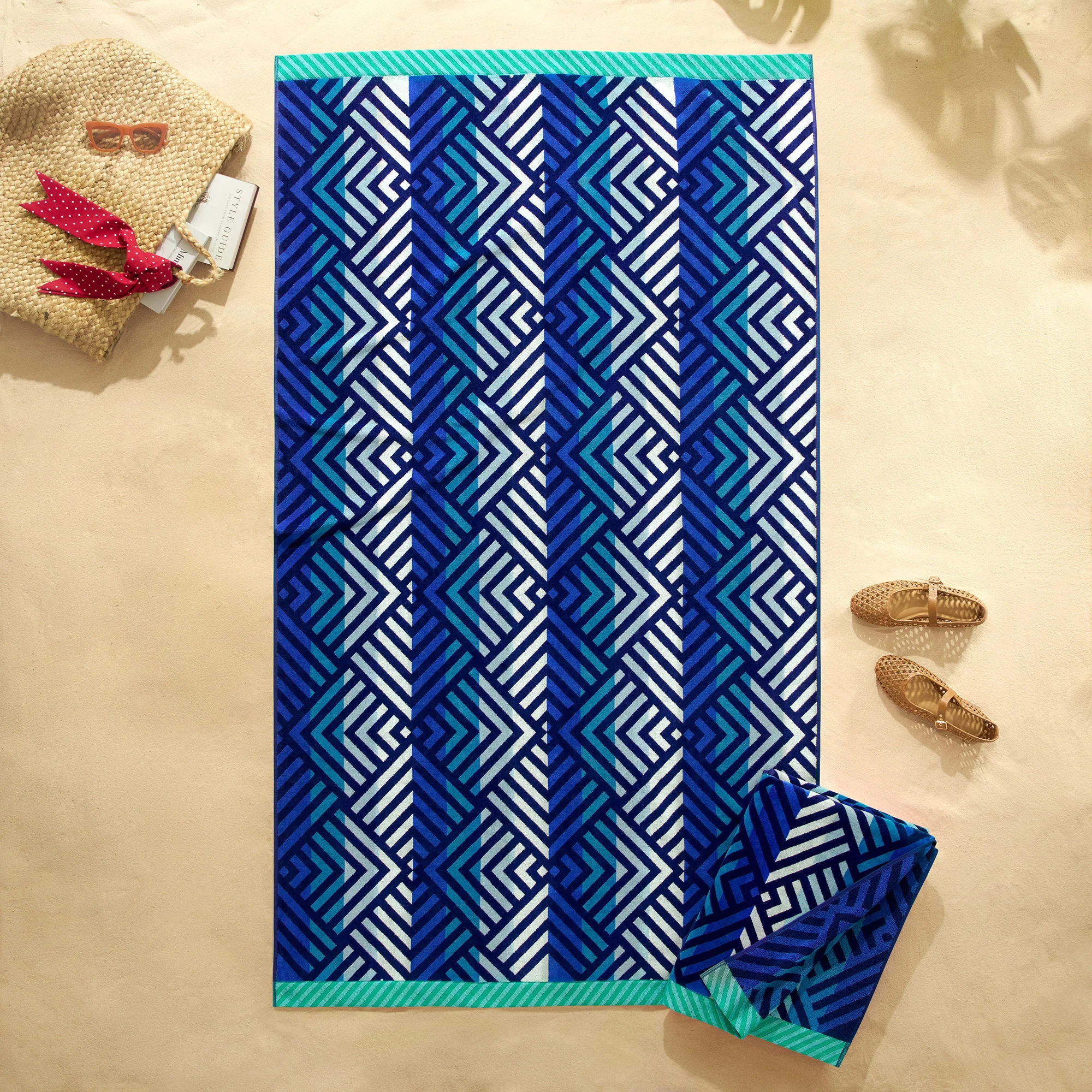 Reversible Jacquard Beach Towel, 2-pack
