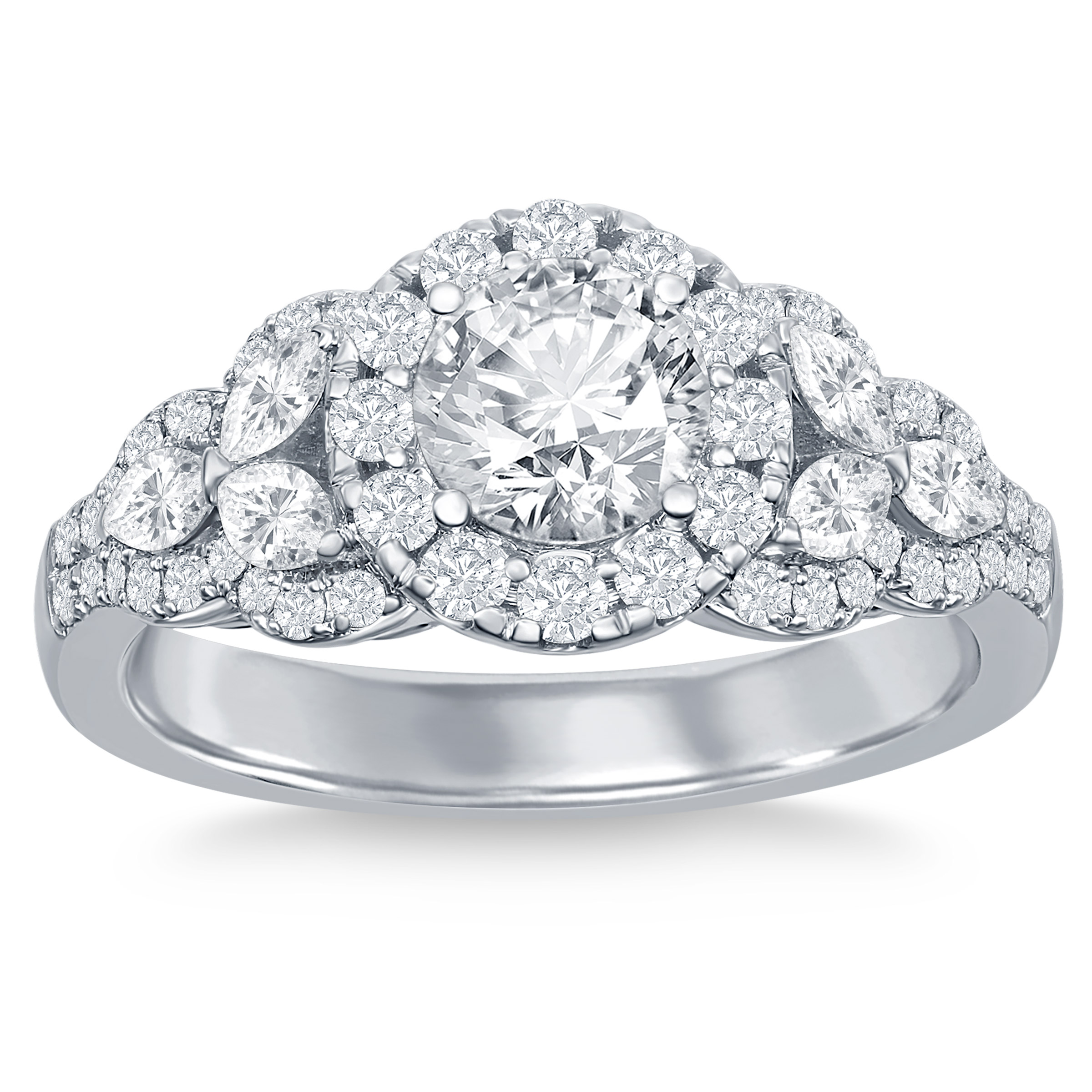 Round Brilliant and Marquise Cut Diamond Ring (1.71 ctw)