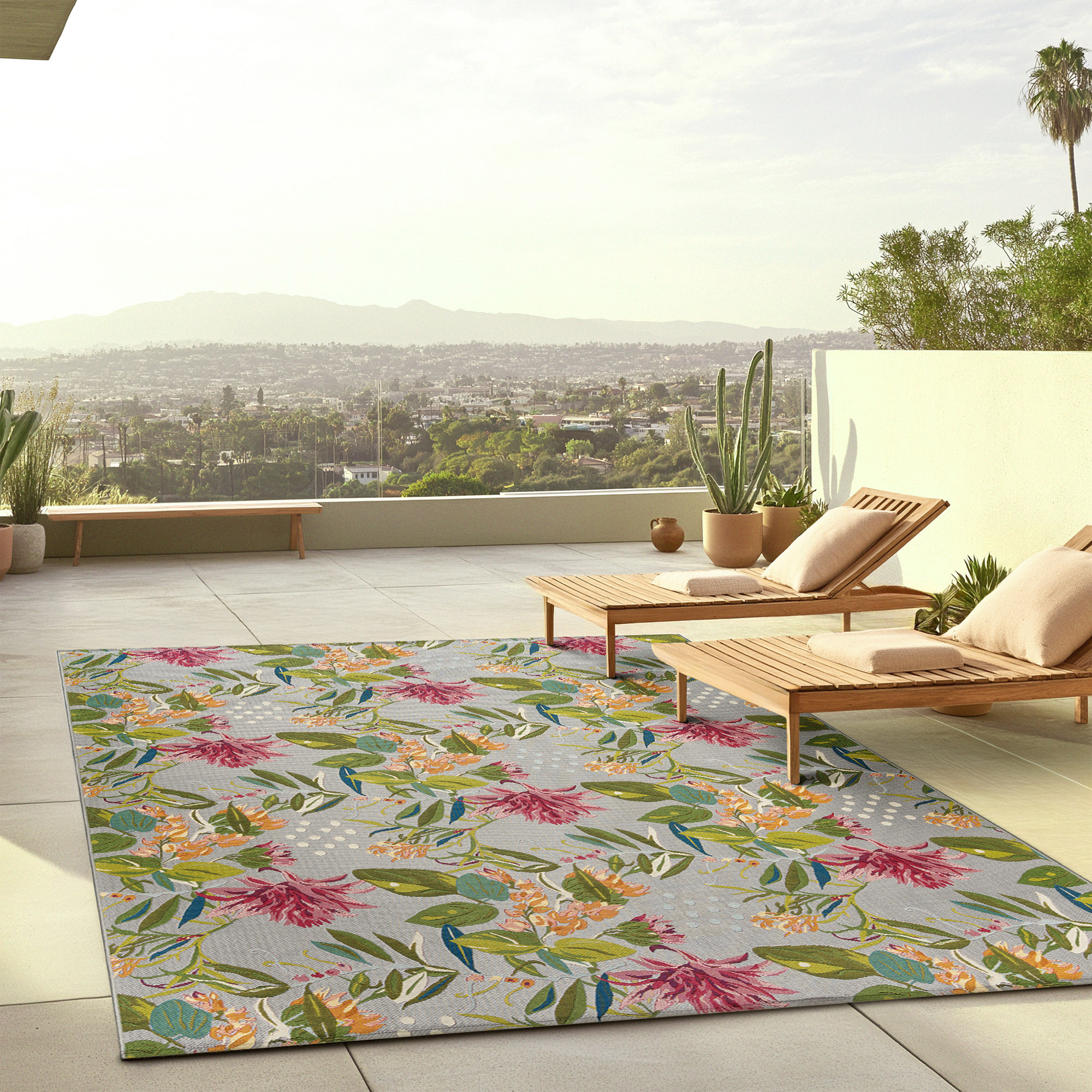 Fresco Indoor/Outdoor Rug Collection  Darra Light Gray
