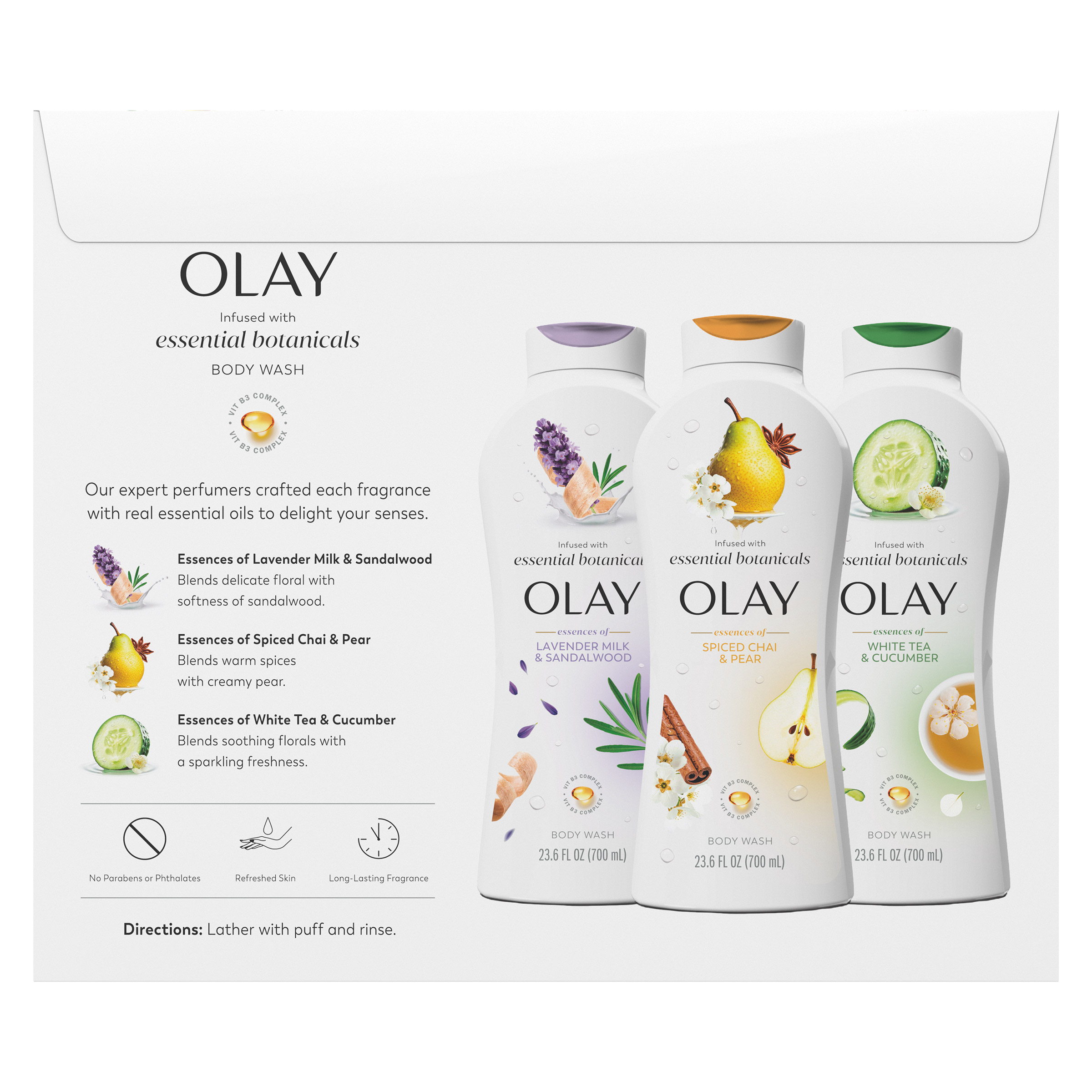 Olay Essential Botanical Body Wash, 23.6 fl oz, 3-pack | Costco
