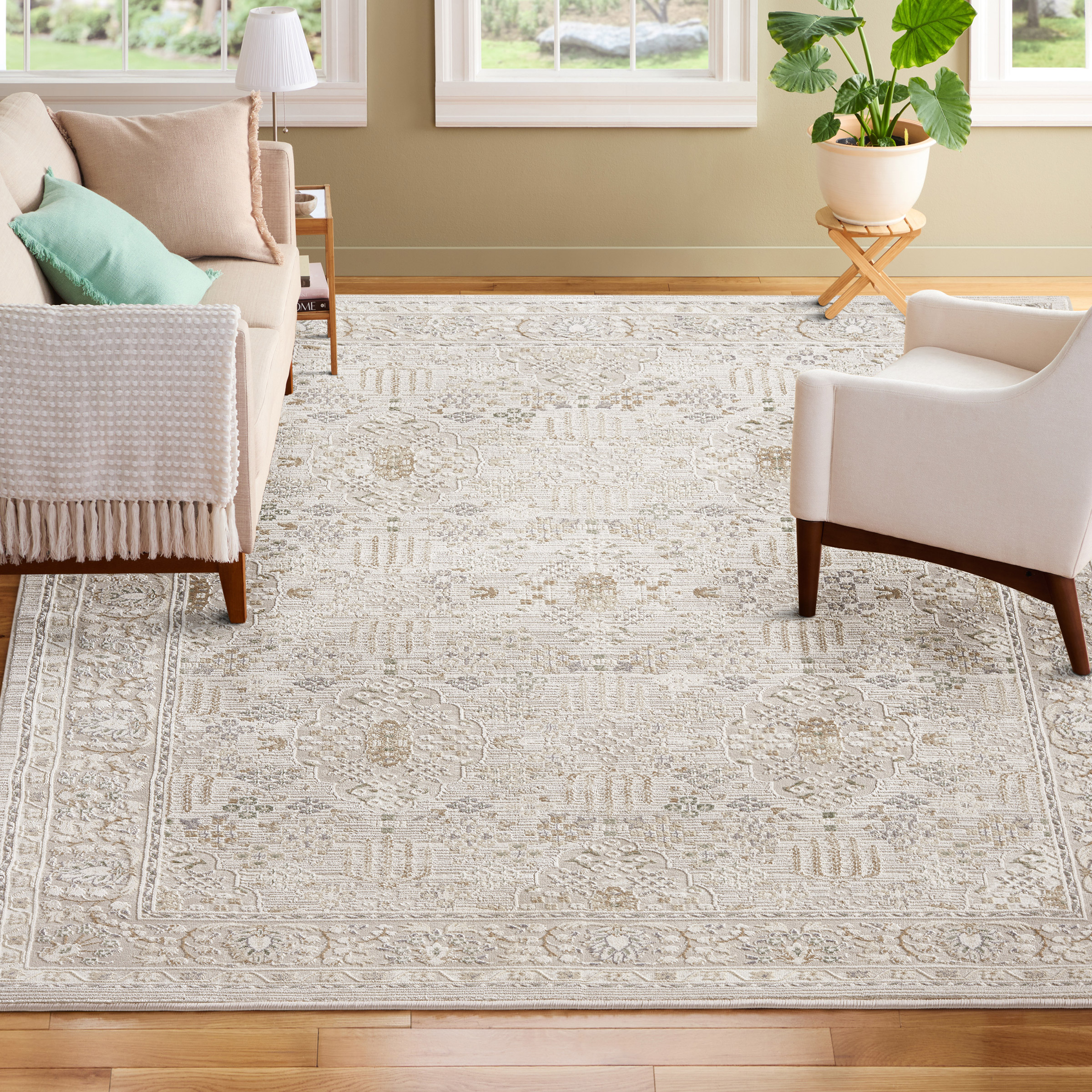 Town & Country Living Anemone Area Rug, Neutral Ivory, 7'10” x 10