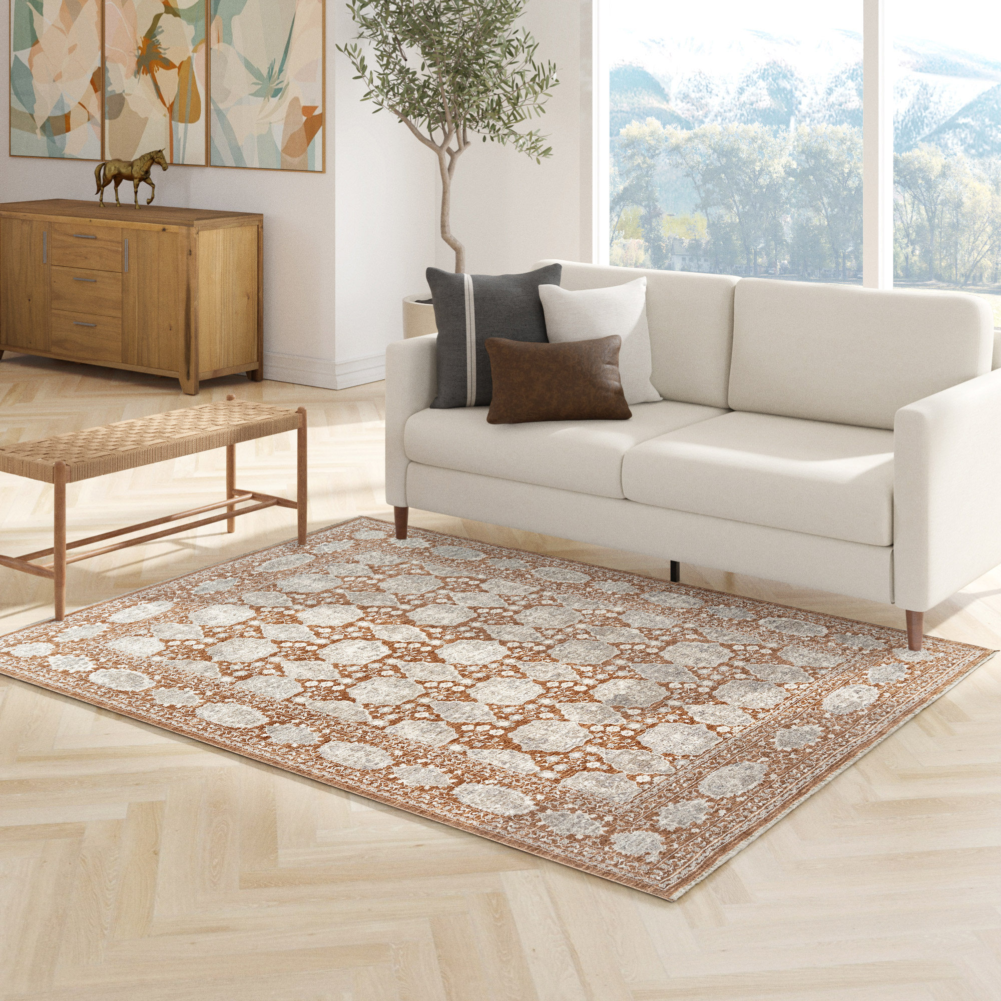 Prima Area Rug Collection  Eta Rust