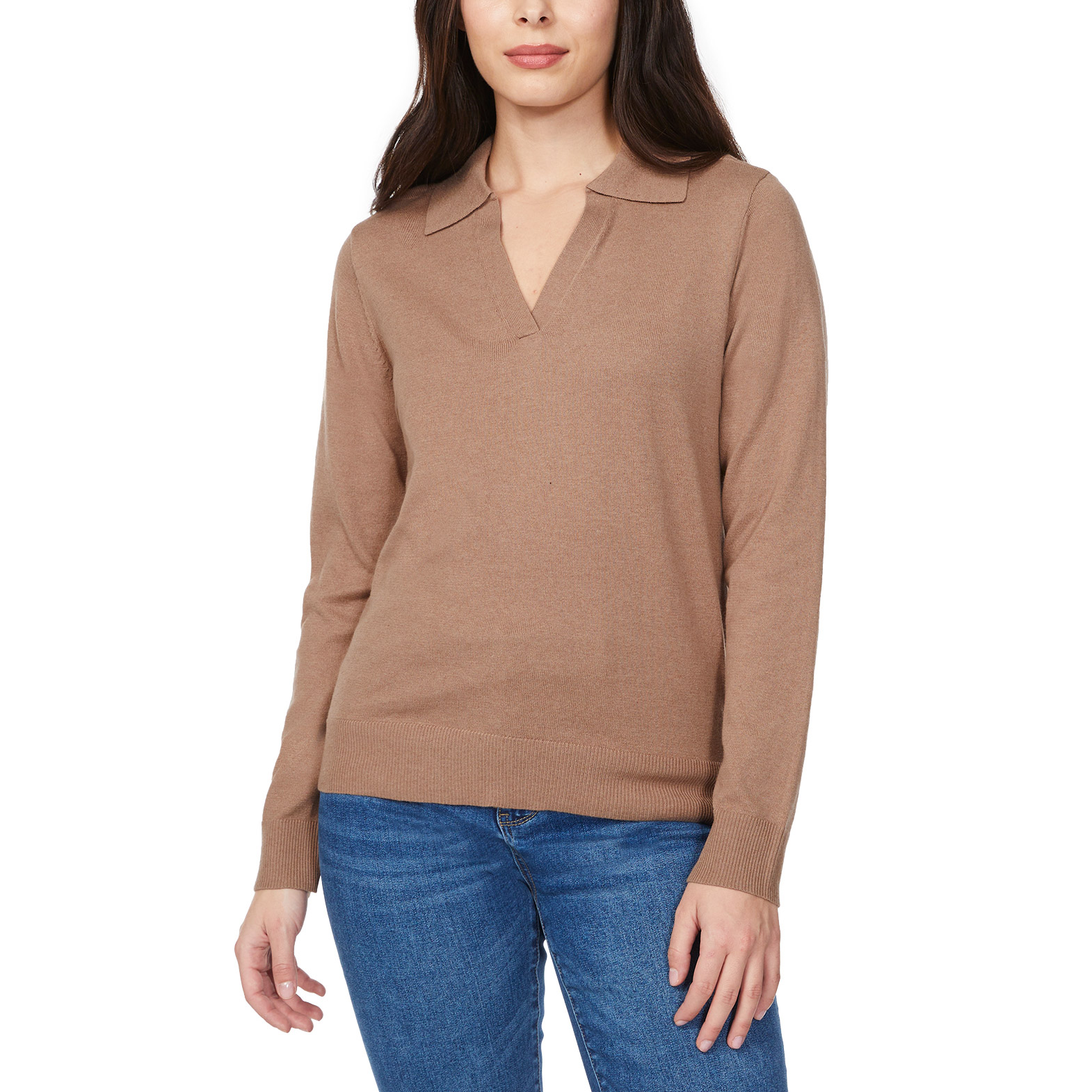 Loft Women’s Fine Knit Sweater with Johnny Collar
