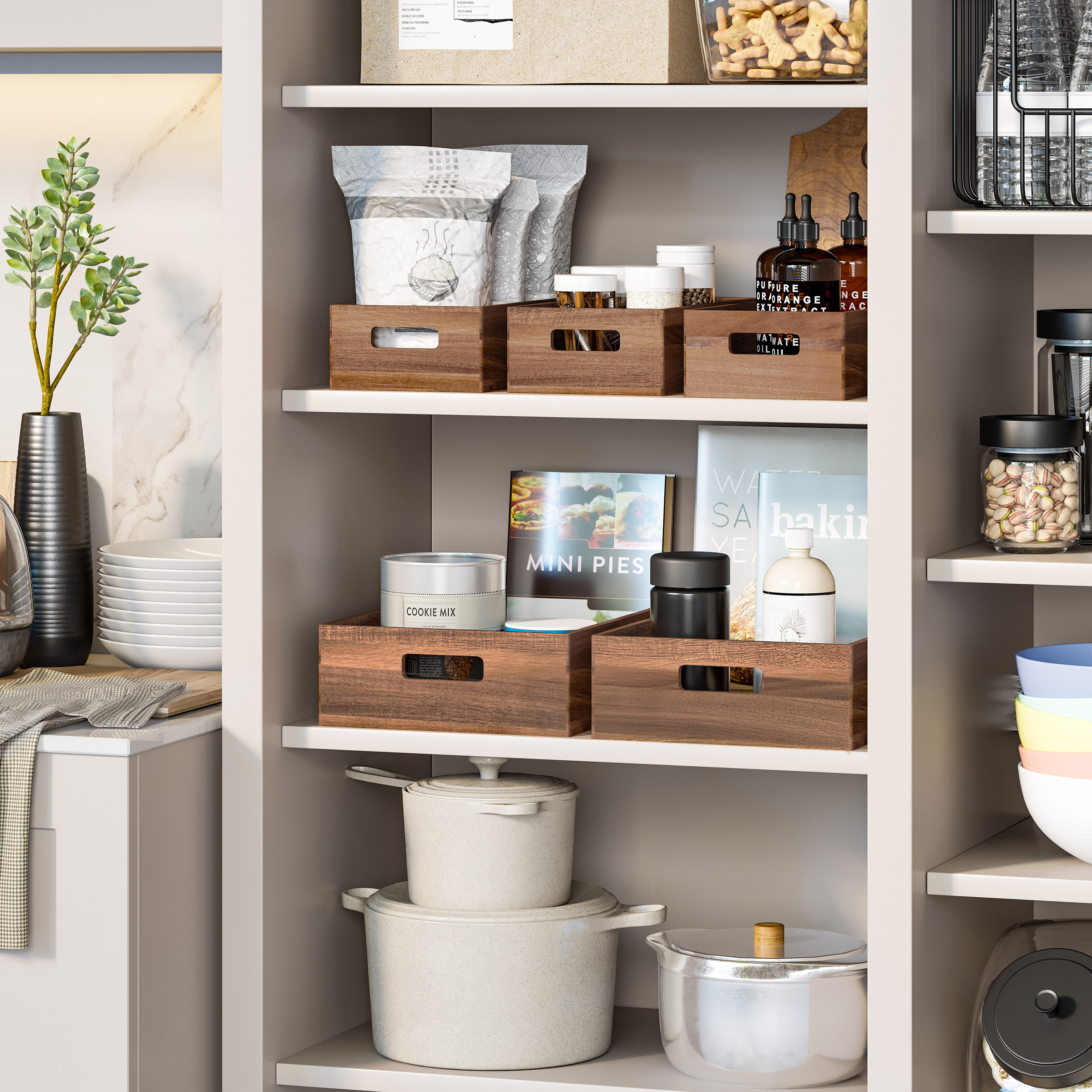 Seville Classics Acacia Storage Bin Set, 5-piece | Costco