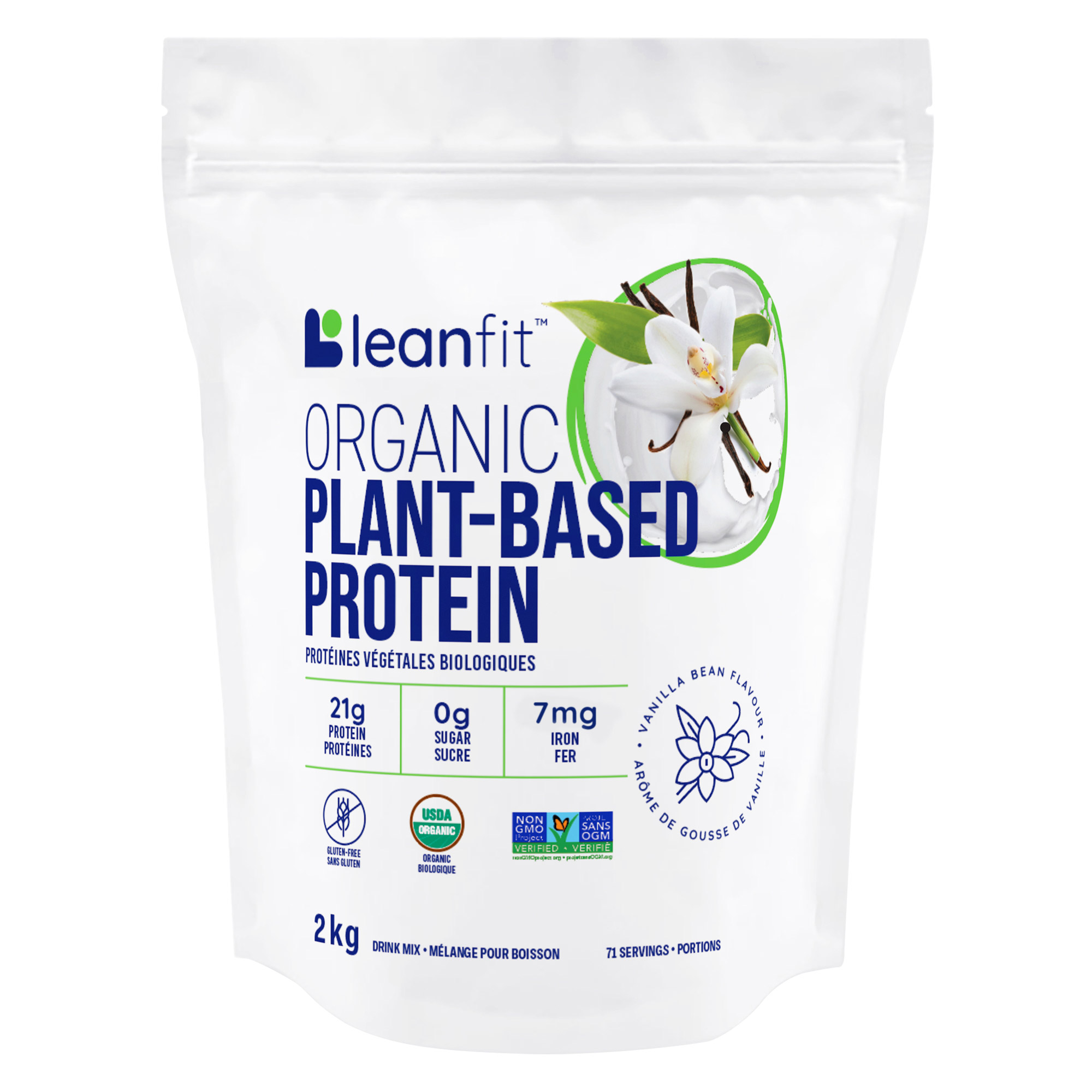 Leanfit Organic Plant Protein, Vanilla Bean, 2 kg