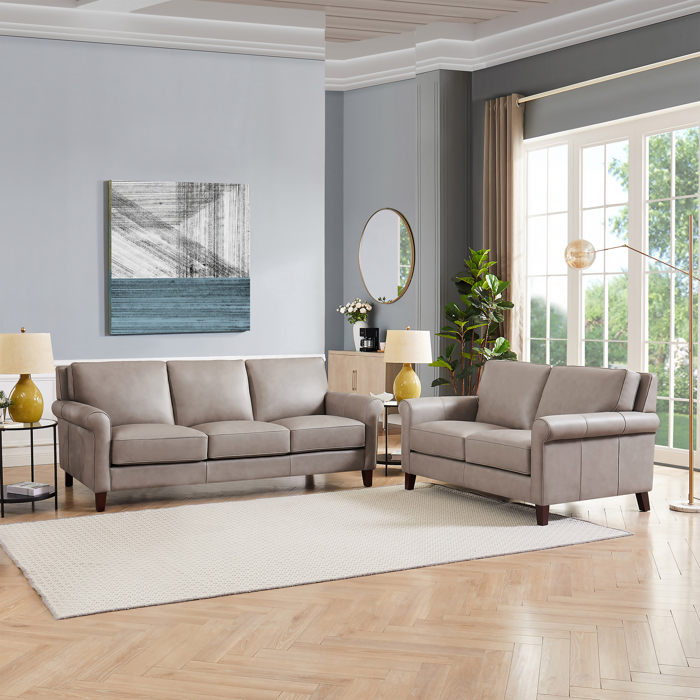 Prospera Home Larsen Top-grain Leather Sofa and Loveseat