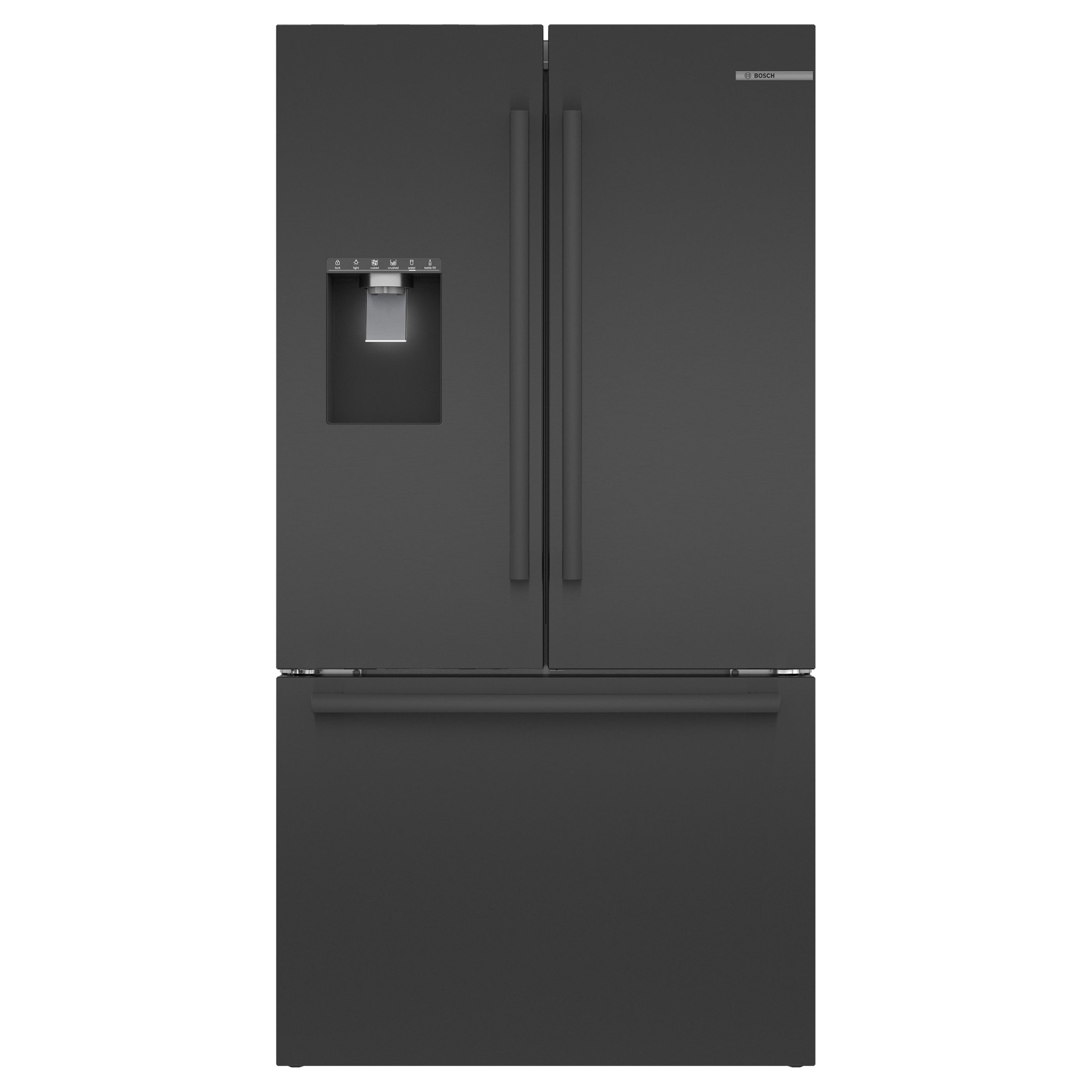 Bosch 500 Series 36 in. 26 cu ft. Black Stainless French Door Refrigerator with Water Dispenser