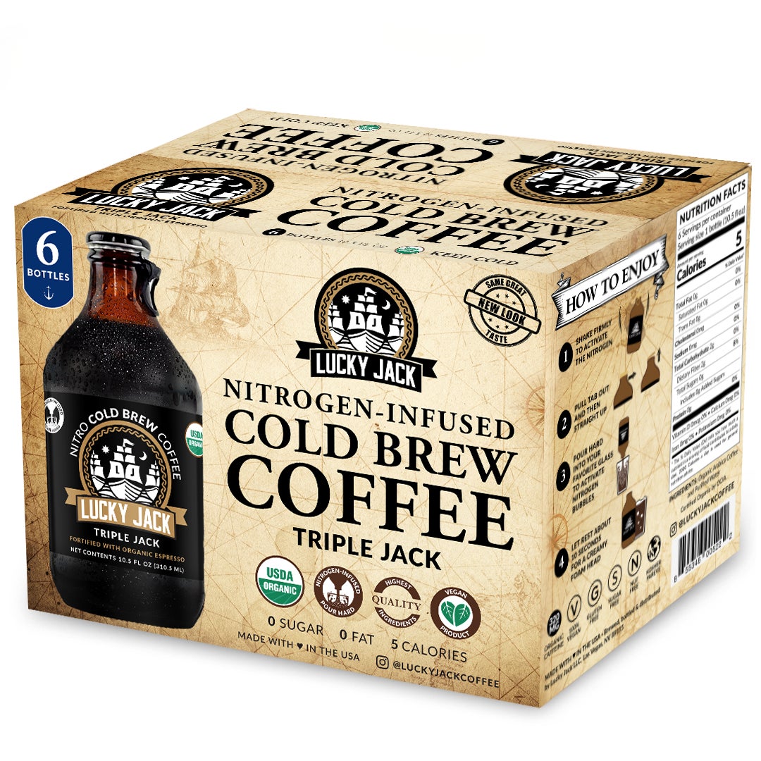Lucky Jack Organic Nitro Cold Brew Coffee, Triple Jack, 10.5 fl oz