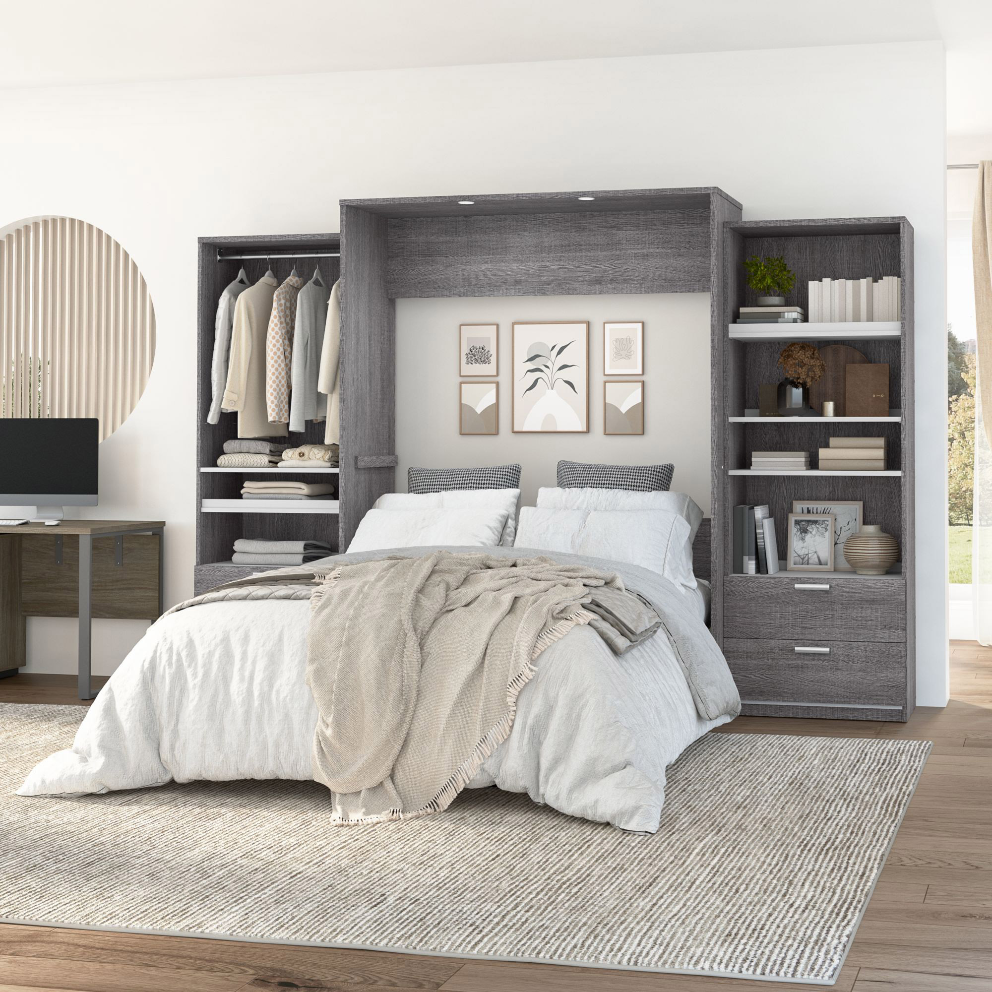 Bestar Cielo 3-piece Queen Wall Bed with 2 Closet Organizers 74.9 cm (29.5 in.)