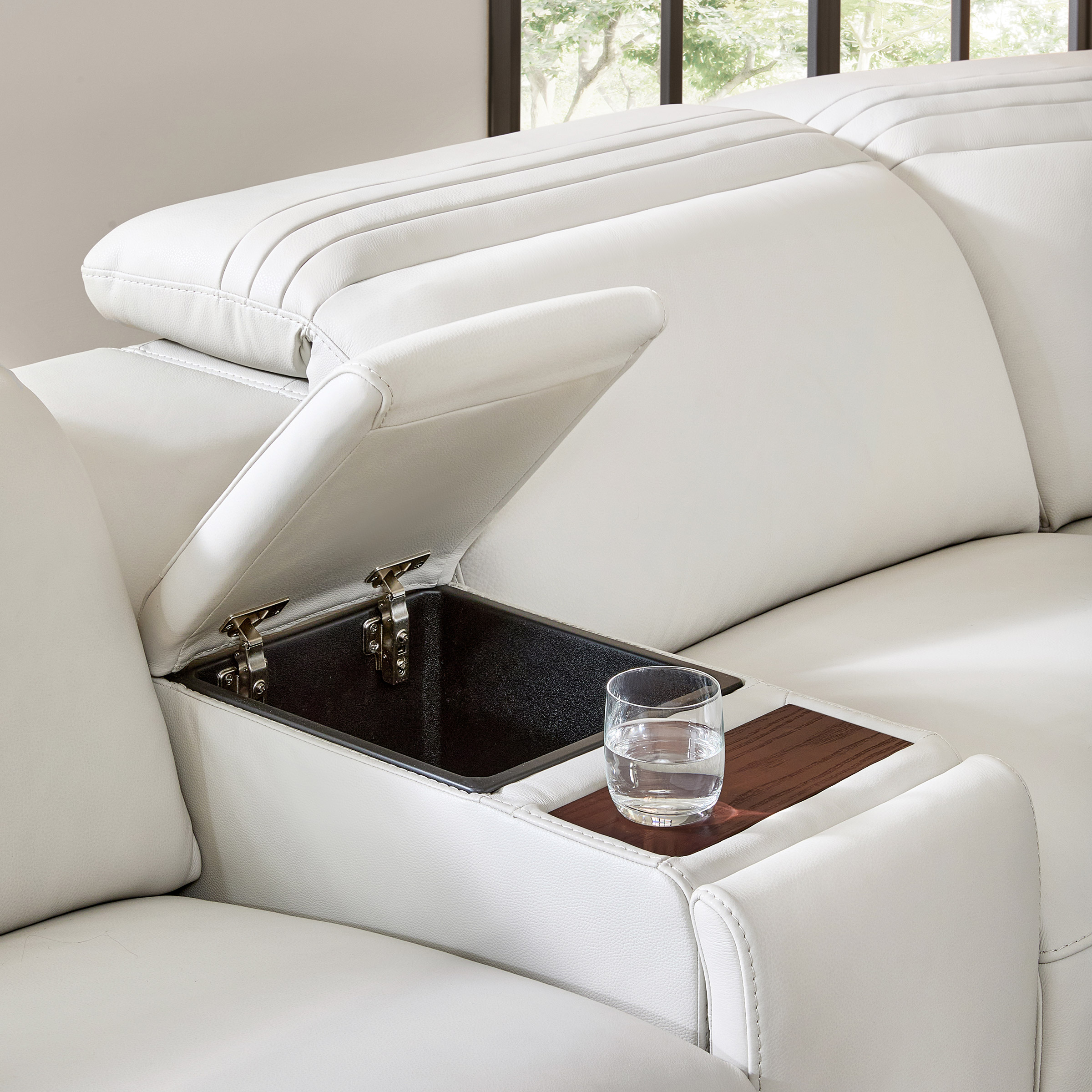 Karson Leather Power Reclining Sectional with Power Headrests