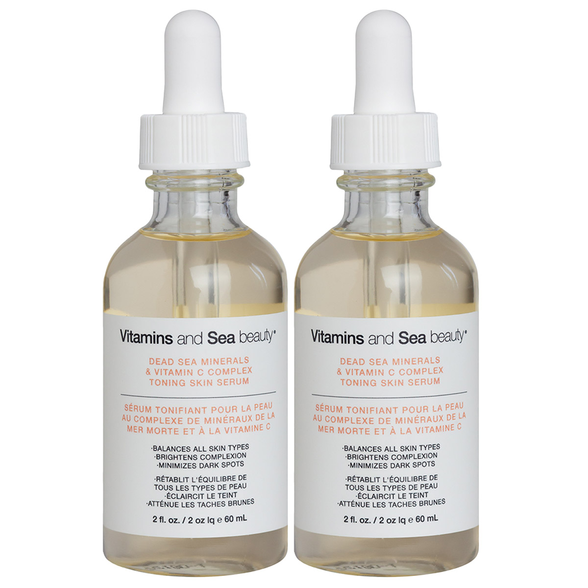Vitamins and Sea Beauty Dead Sea Minerals and Vitamin C Toning Skin Serum, 2 x 60 mL