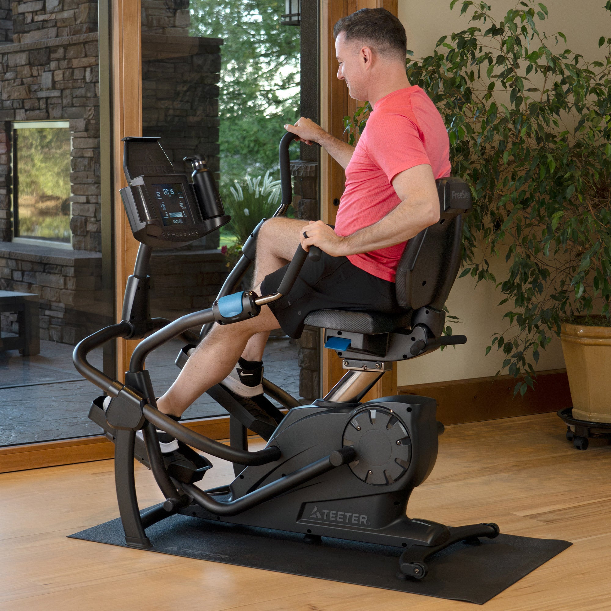 Teeter FreeStep LT7 Recumbent Cross Trainer with Heavy Duty Mat + Heart Rate Monitor