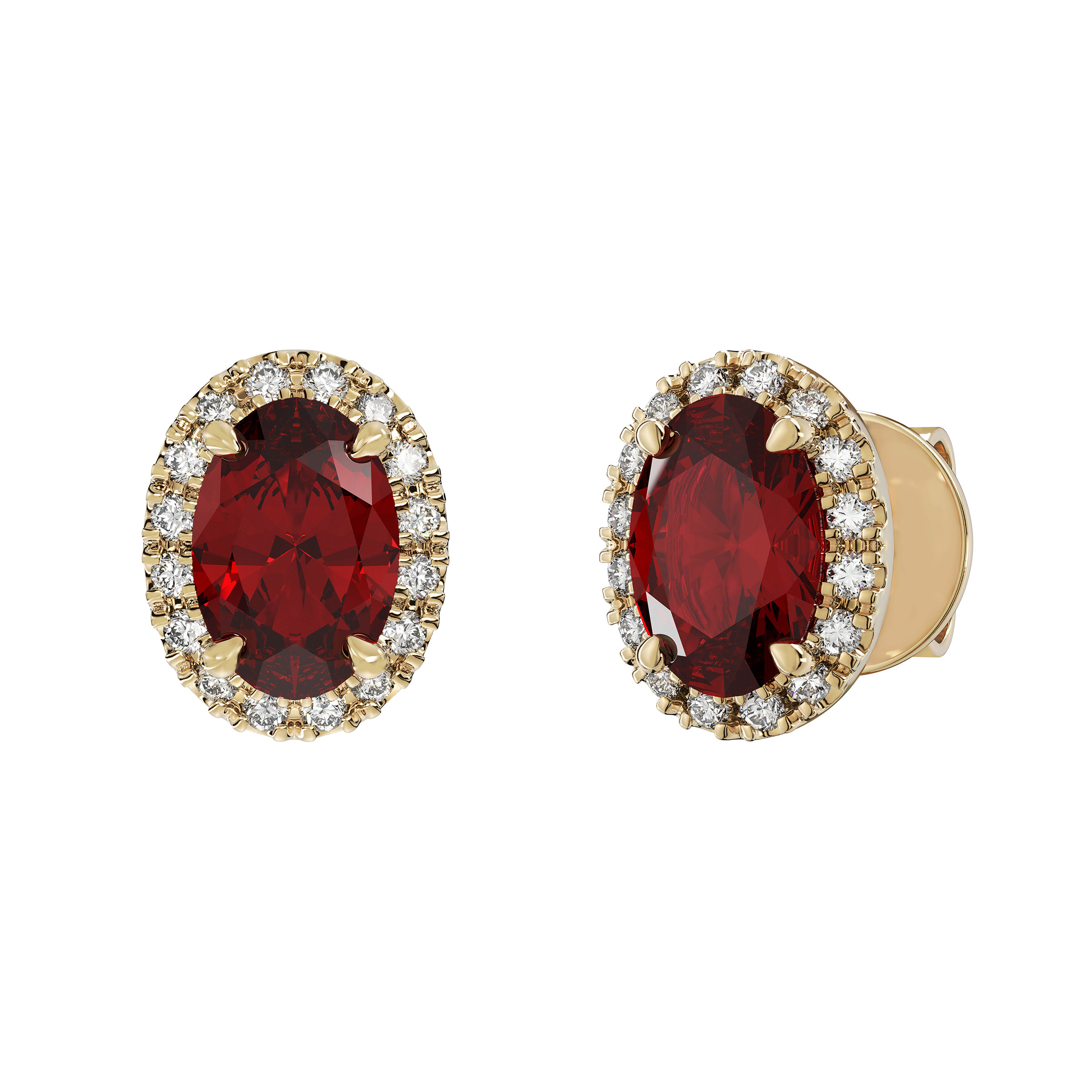 Oval Cut Ruby and Diamond Earrings (0.15 ctw)