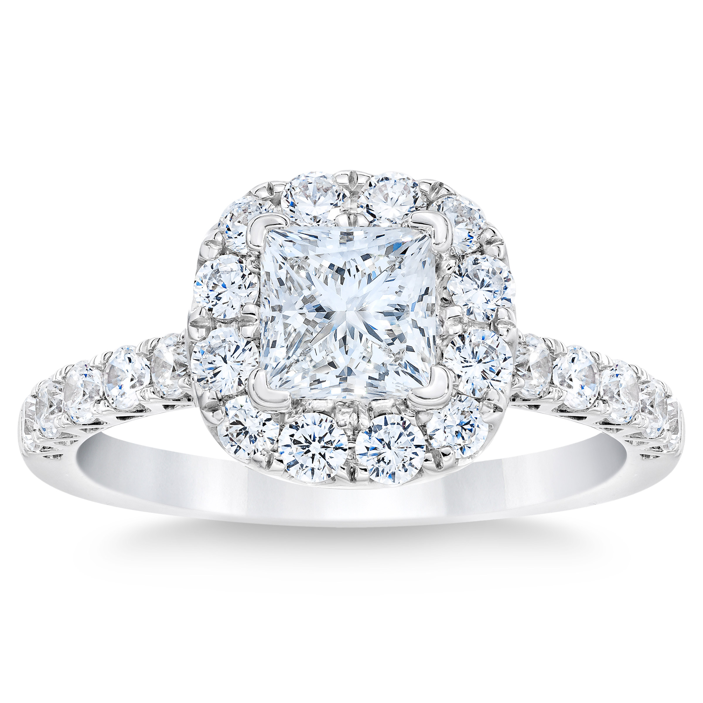 Princess Cut 2.00 ctw VS2 Clarity  I Color Diamond Platinum Halo Ring