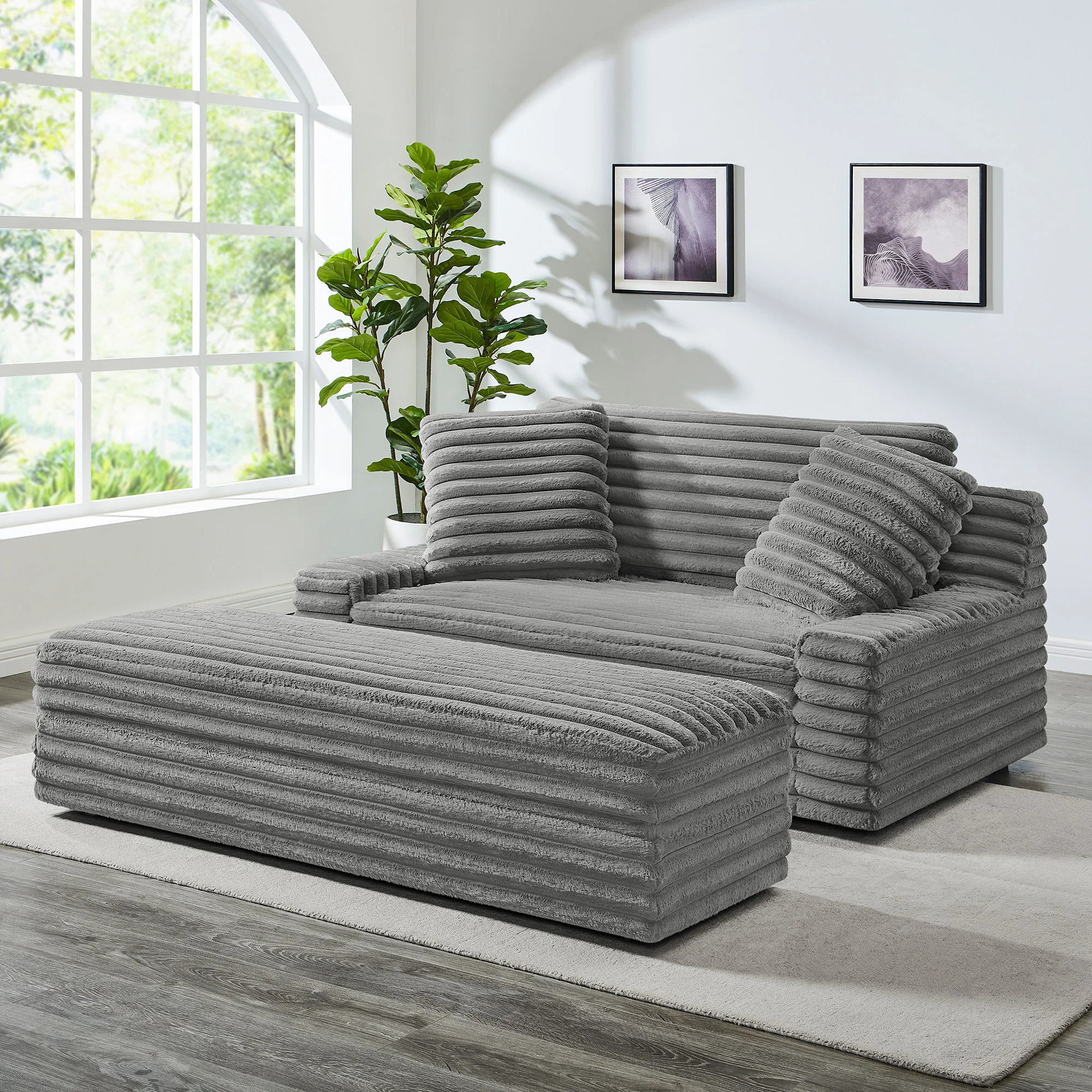 Thomasville Wills Fabric Oversize Chair and Storage Ottoman | Costco
