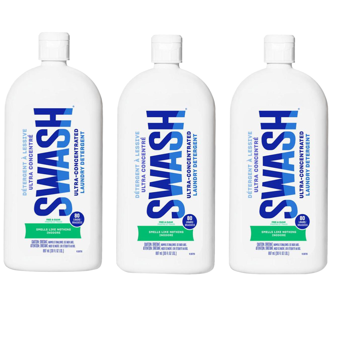 Swash Smells Like Nothing Liquid Laundry Detergent, 3-pack