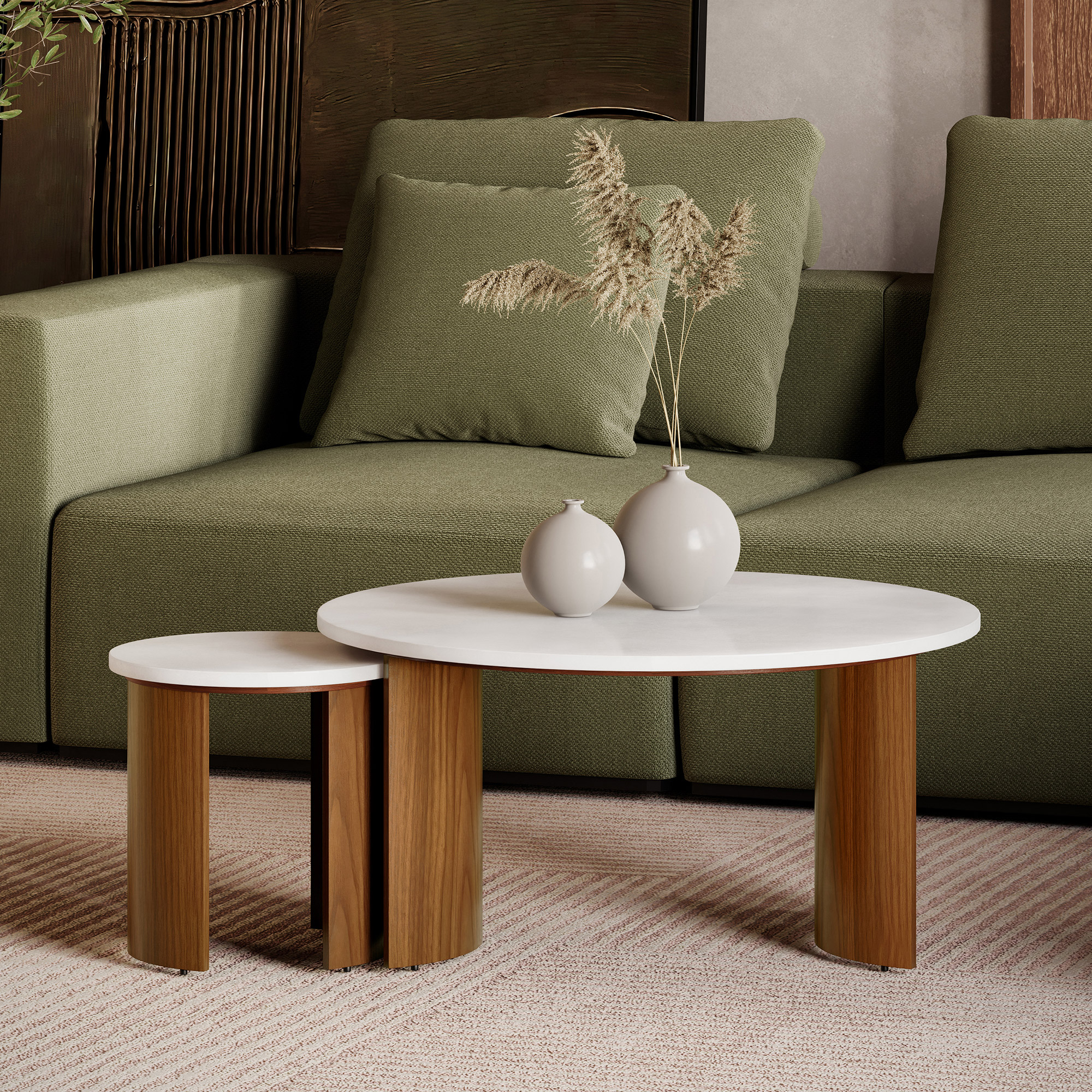 Loxley Rowe Bruna Nesting Tables with White Quartz Top