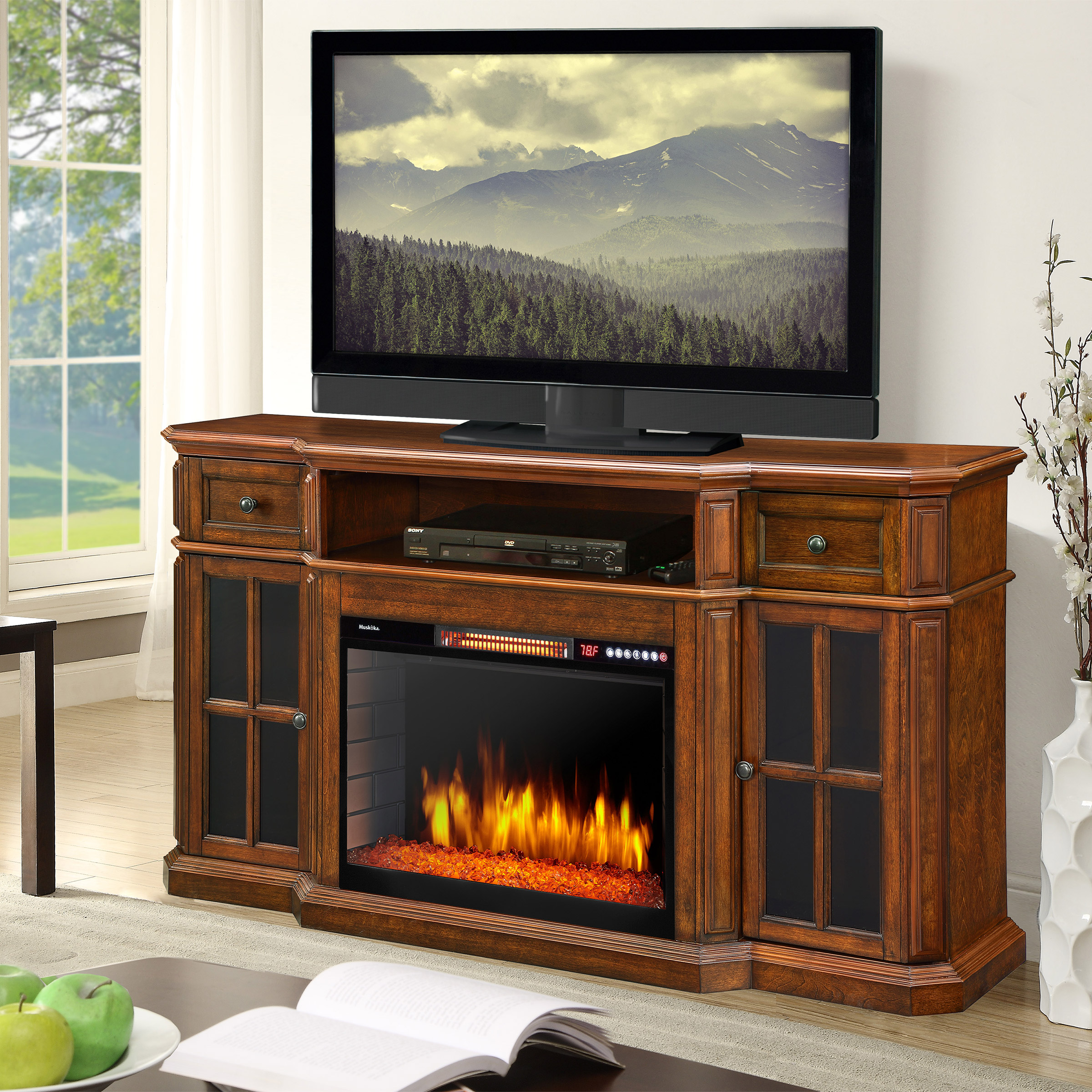 Muskoka Sinclair 60 in. Media Electric Fireplace with LED Lights and Bluetooth