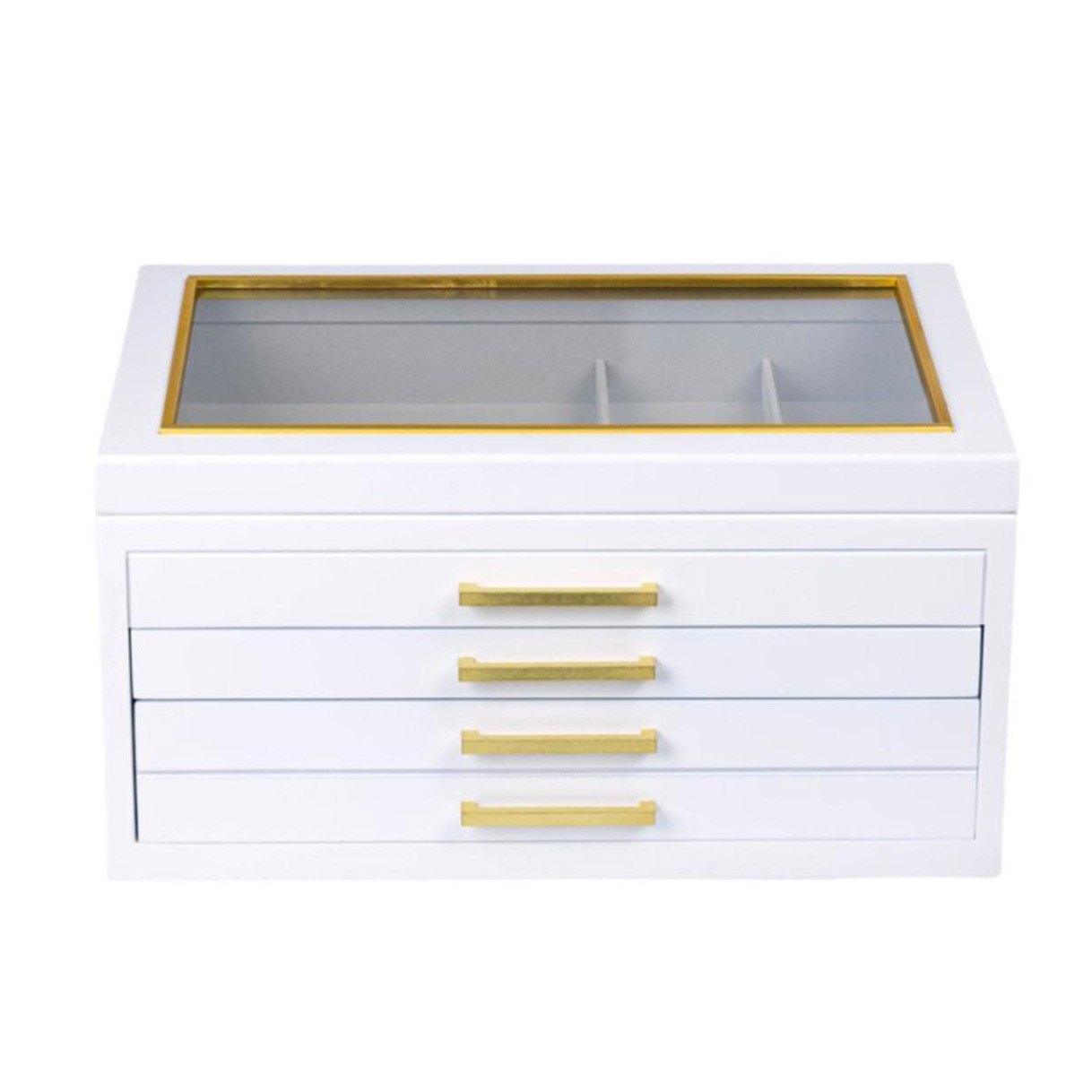 Glass Top-Lift Lid Large Contemporary Jewelry Box
