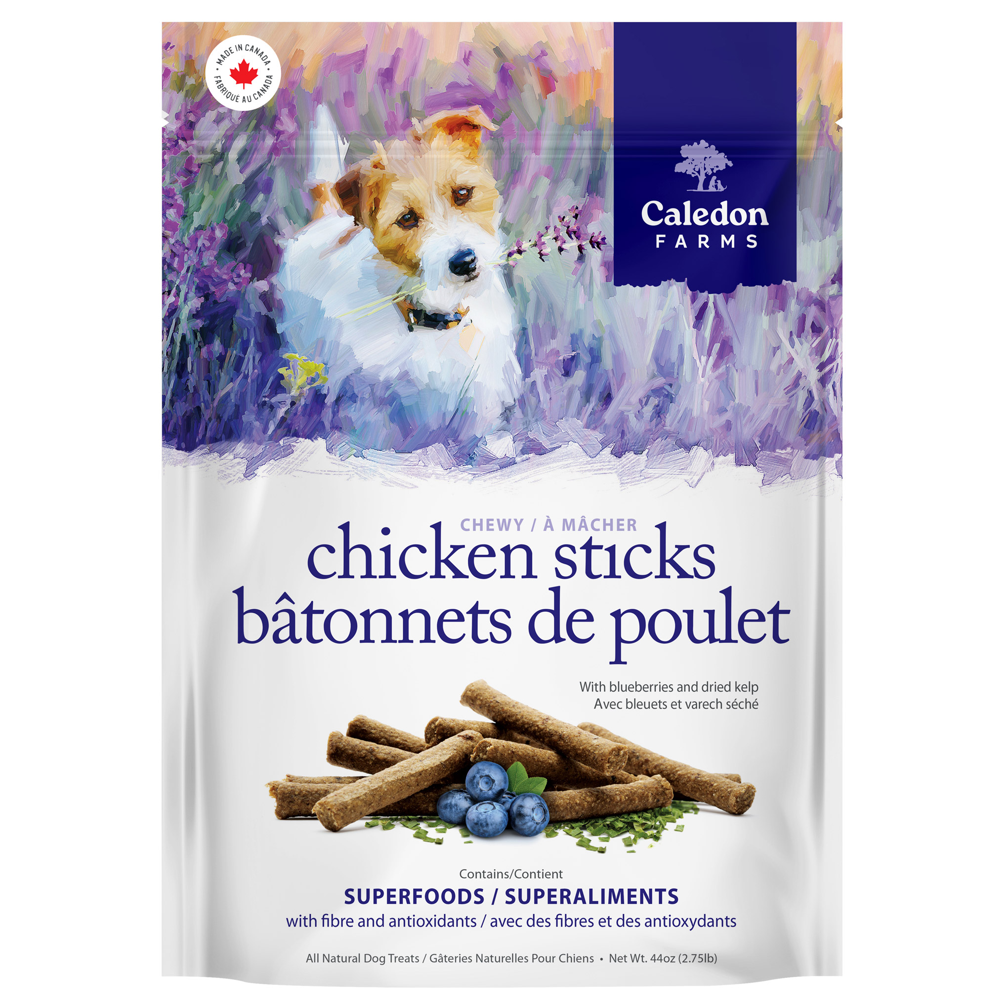 Caledon Farms Chewy Chicken Sticks with Superfoods Dog Treats, 1.25kg	