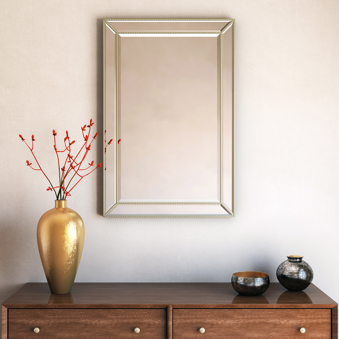 Appollo Shay 61 cm x 91 cm (24 in. x 36 in.) Modern Beaded Mirror