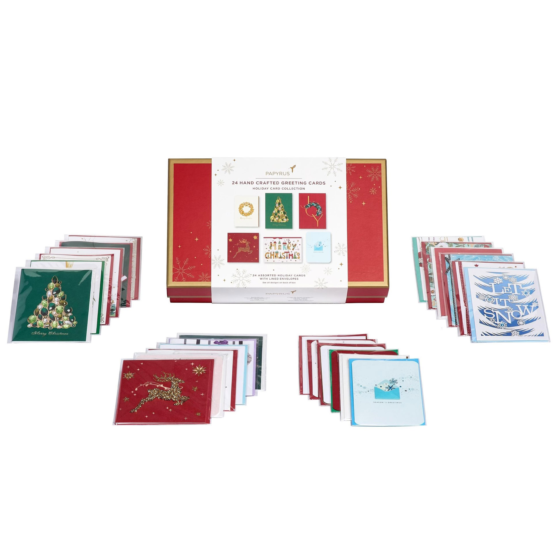 Papyrus Hand-Crafted Holiday Card Collection with Keepsake Box, 24 Count - English Only