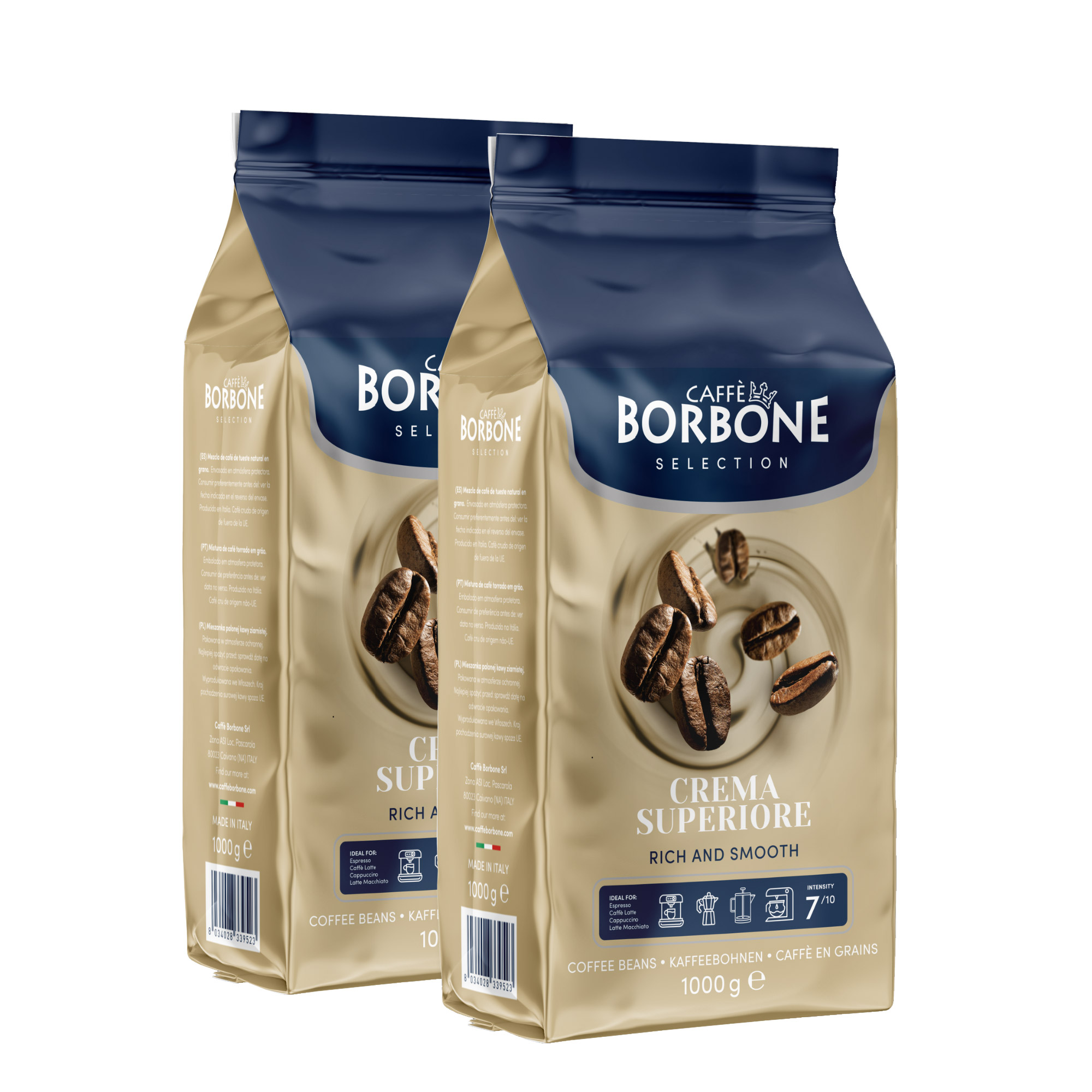 Caffè Borbone Crema Superiore Whole Coffee Beans, 2 × 1 kg 