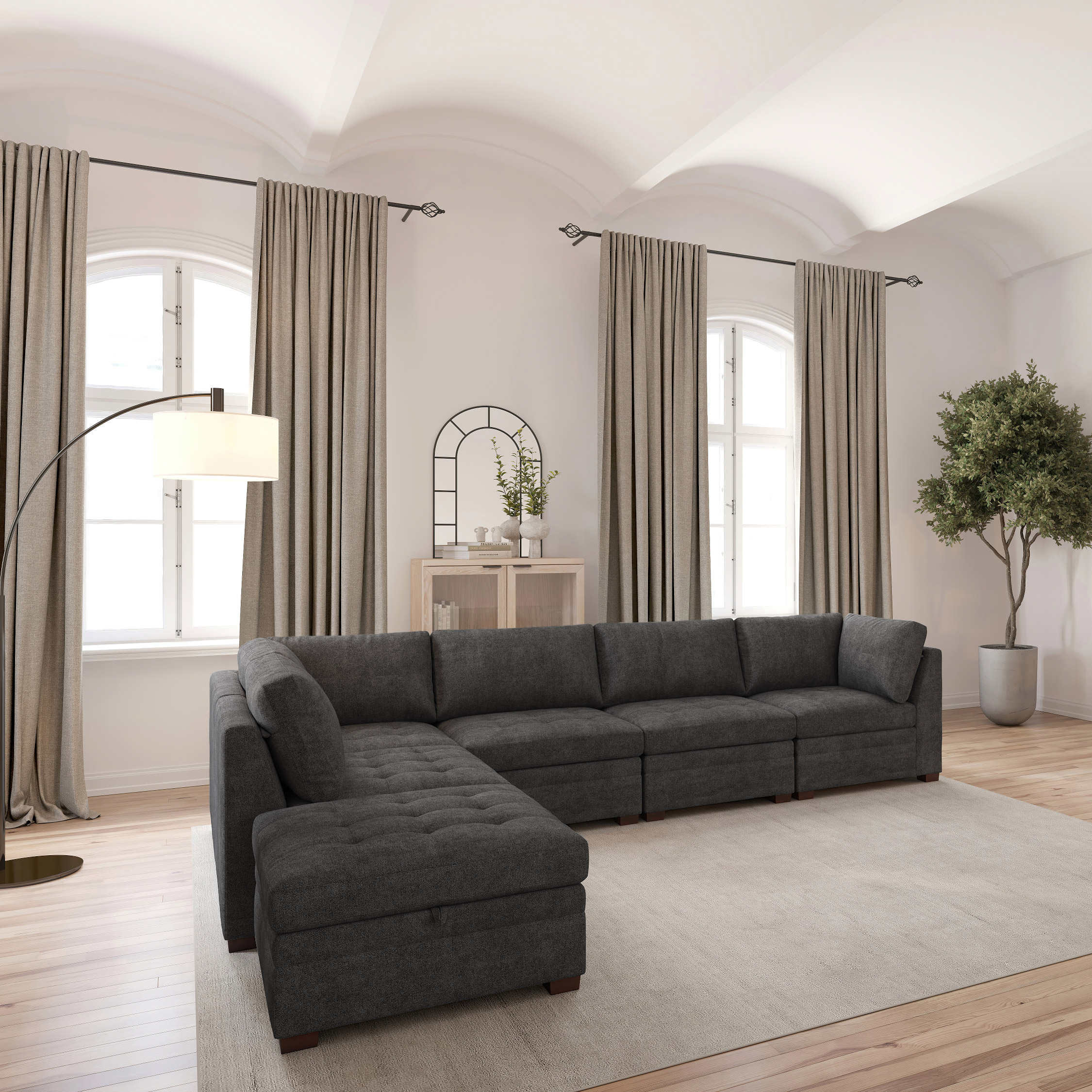 Thomasville Tisdale Tufted 6-piece Fabric Sectional with Storage