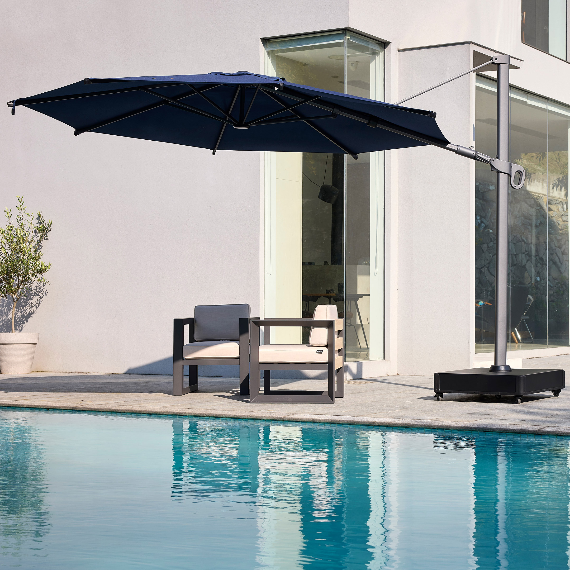 10 offset patio hanging umbrella BLUU 10 FT Patio Offset Umbrella Outdoor Cantilever Umbrella Hanging U