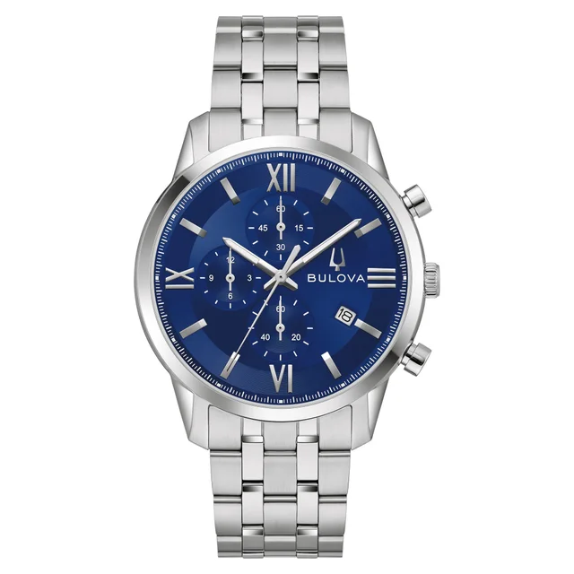 BULOVA SUTTON BLUE DIAL & STAINLESS STEEL MENS QUARTZ WATCH 41MM