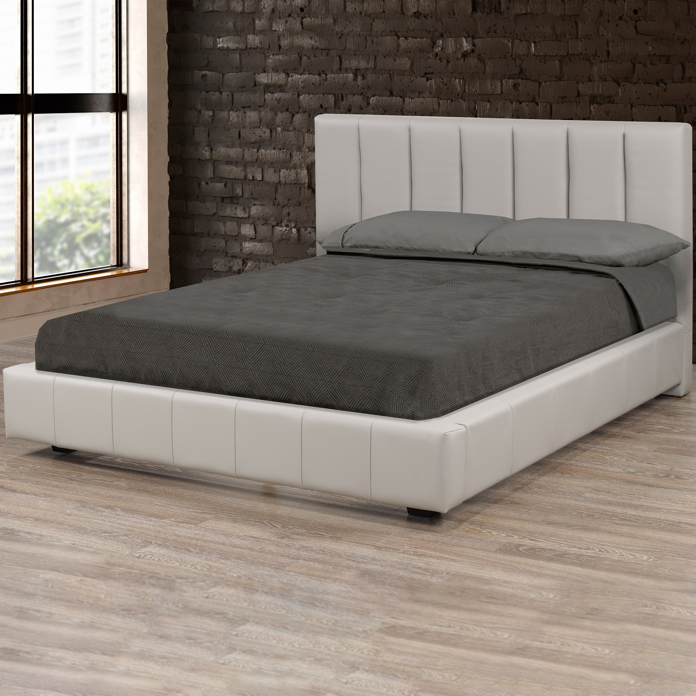 Livia Top Grain Leather Upholstered Platform Bed