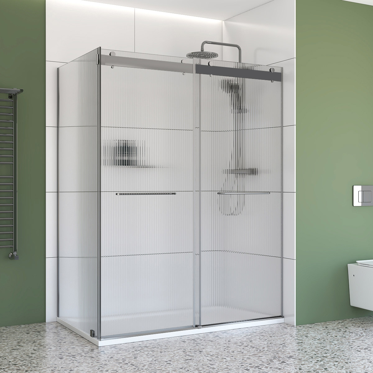 Appollo Geneva 36 in. × 48 in. Right Corner Shower Kit in Chrome