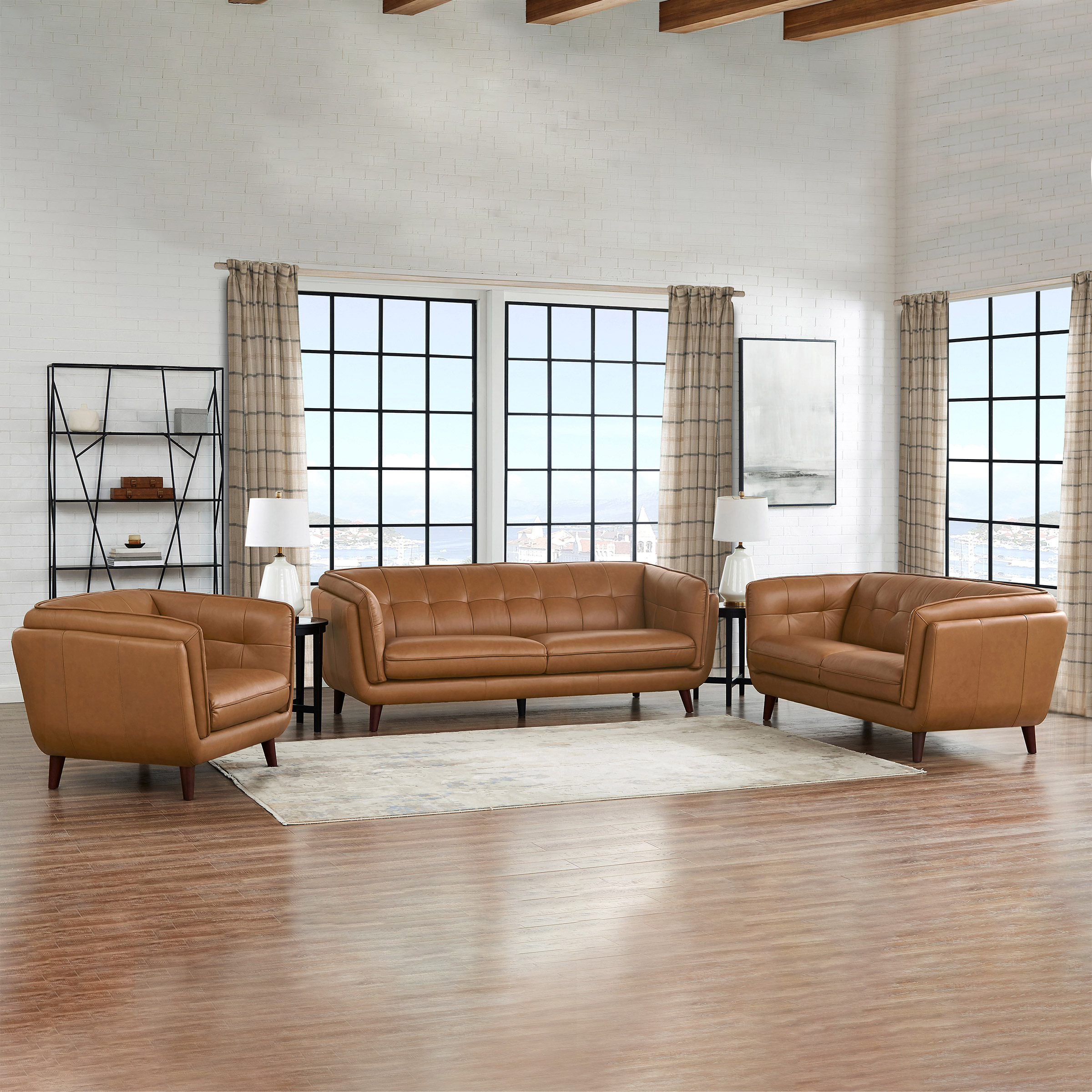 Prospera Home Barcelona Top Grain Leather Sofa, Loveseat and Chair