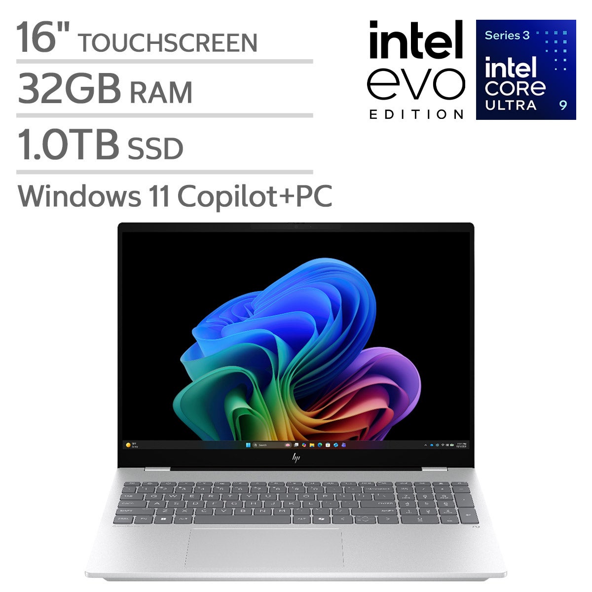 HP OmniBook 7 16" Touchscreen Laptop - Intel Core Ultra 9 Series 3 - Copilot+ PC - 2K (2048 x 1280) OLED - 32GB Memory - 1TB SSD - Windows 11 Home