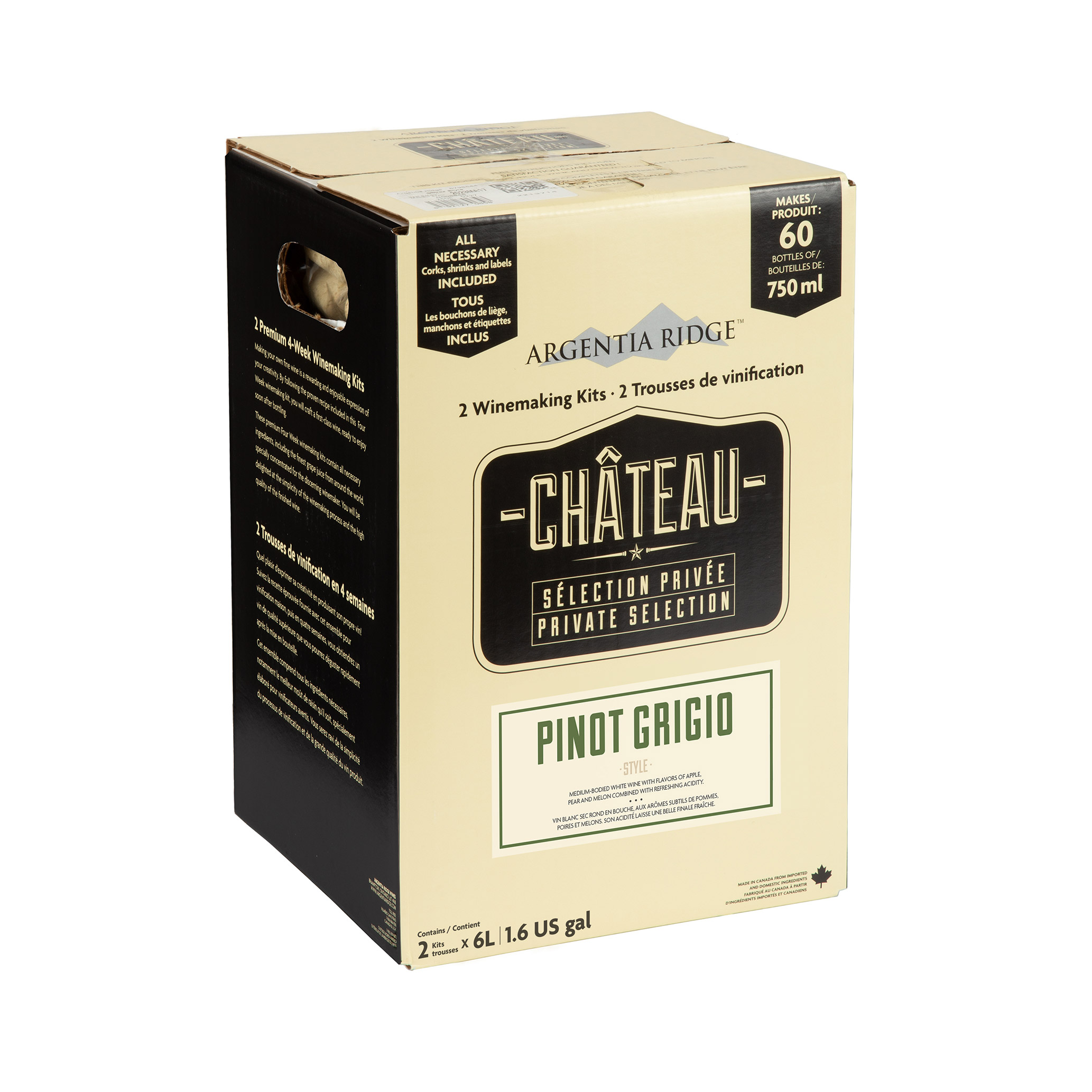 Argentia Ridge Château Private Selection Pinot Grigio Wine Kit 