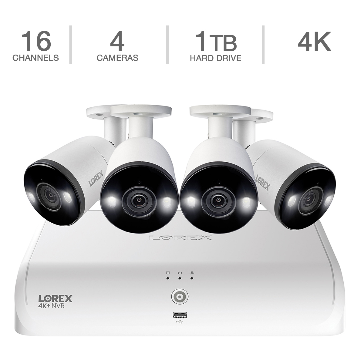 Lorex Fusion 4K 16-Channel 1TB NVR Wired System with 4 Smart Deterrence Cameras