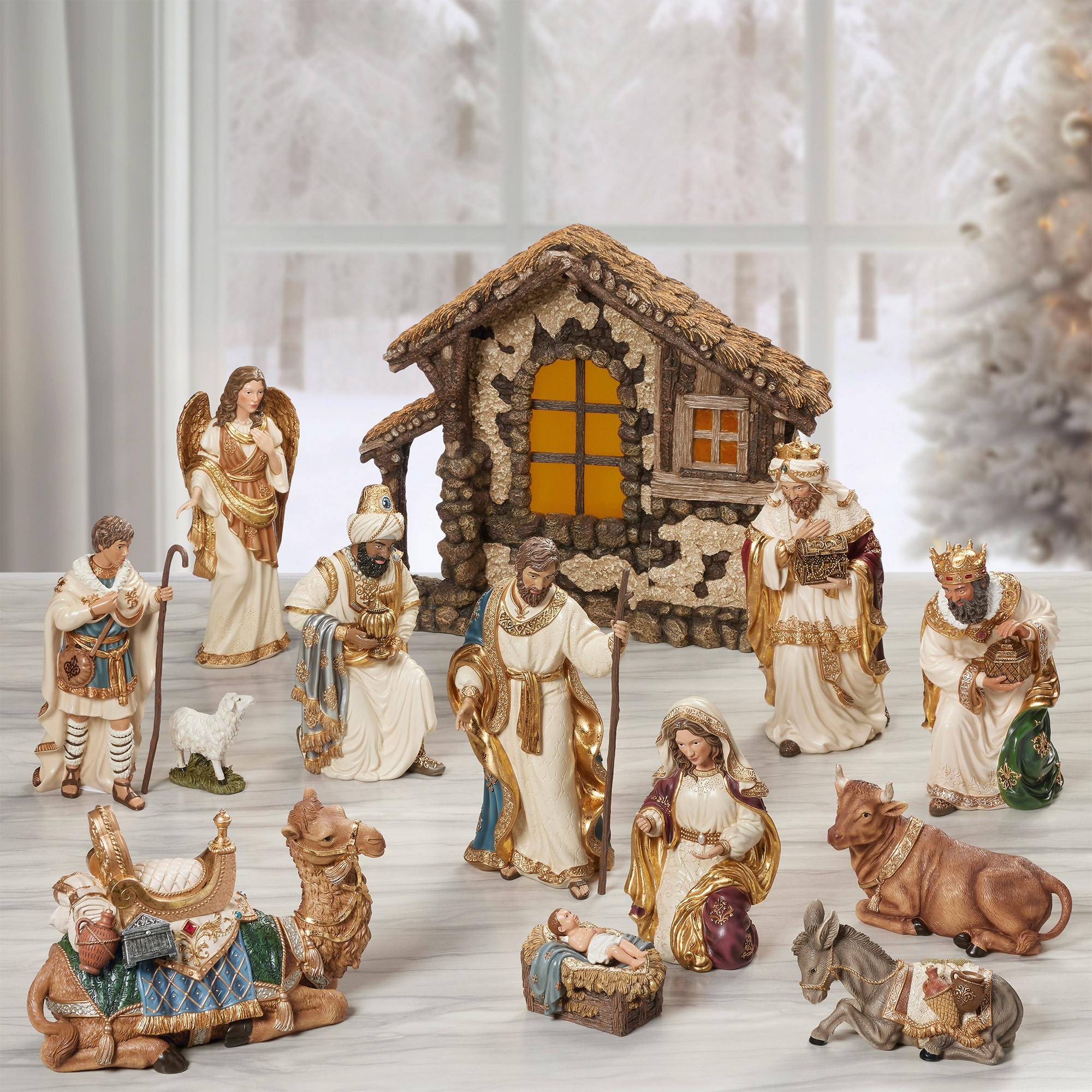 クリスマス Nativity set Kirkland Costco Kirkland Signature Hand Painted Nativity 14-piece Set | Costco