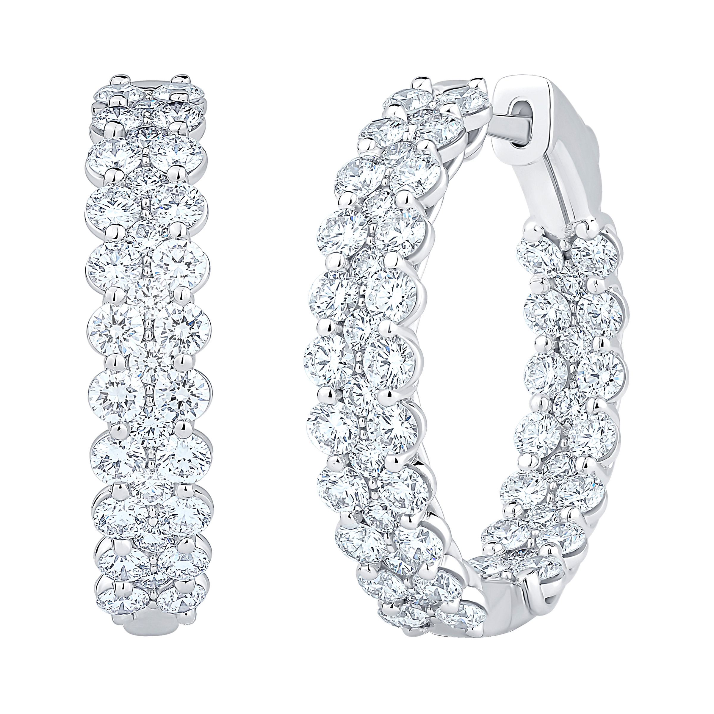 Round Brilliant Diamond Inside-Outside Hoop Earrings (3.50 ctw)