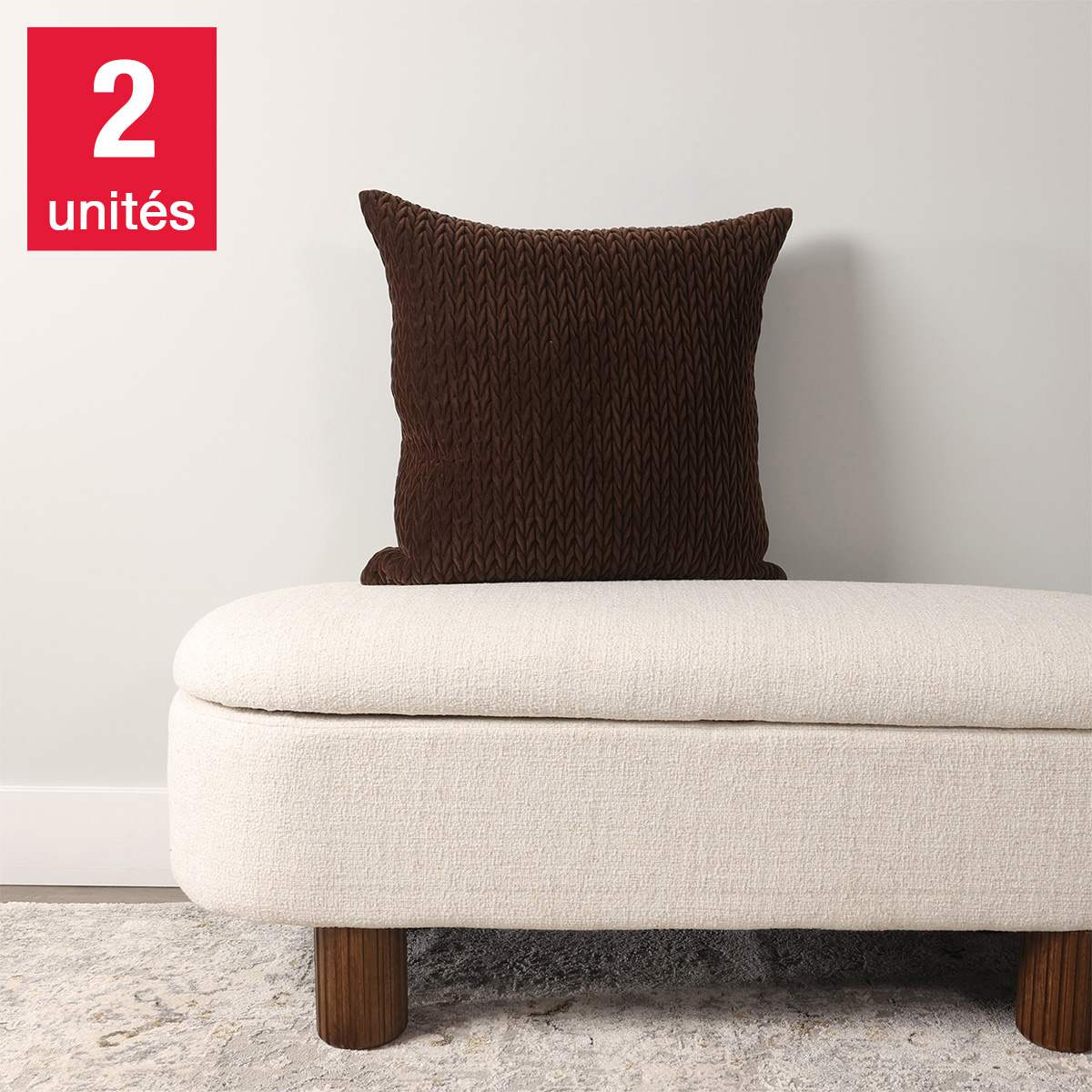 Home Retreat - Ensemble de 2 housses de coussin en velours matelassé