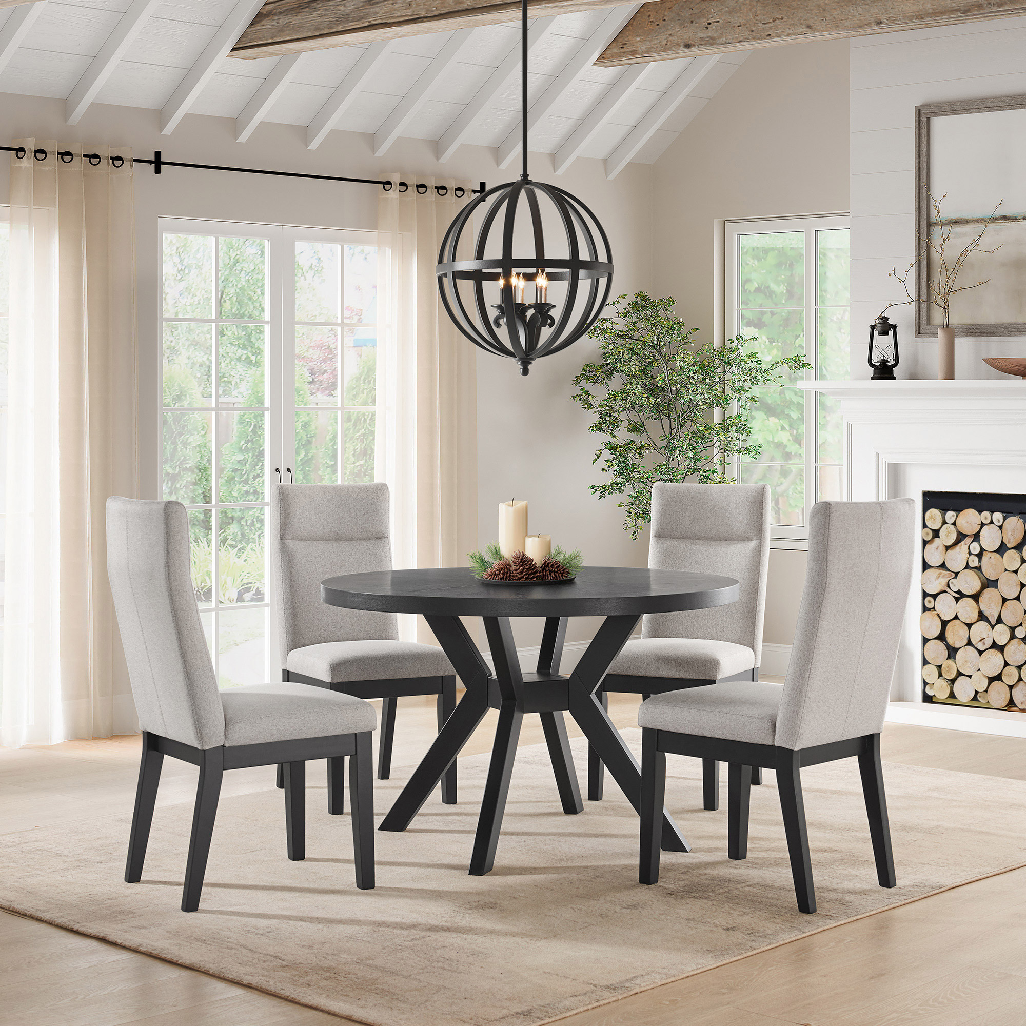Bayside Furnishings - Kaelyn 5-piece Dining Room Set, 122 cm (48 in.) Diameter