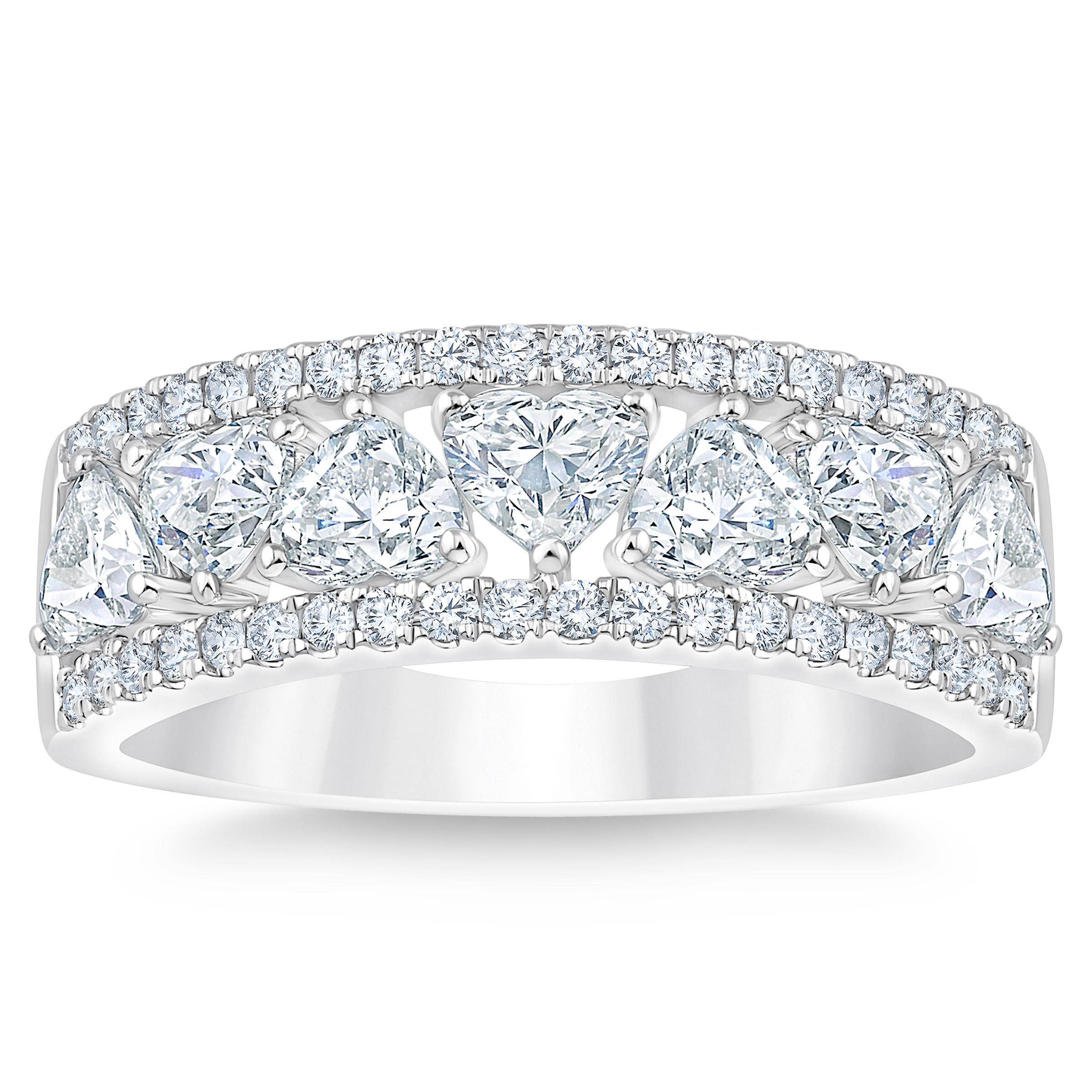 Heart & Round Brilliant 1.50 ctw VS2 Clarity  I Color Diamond 14kt White Gold Band