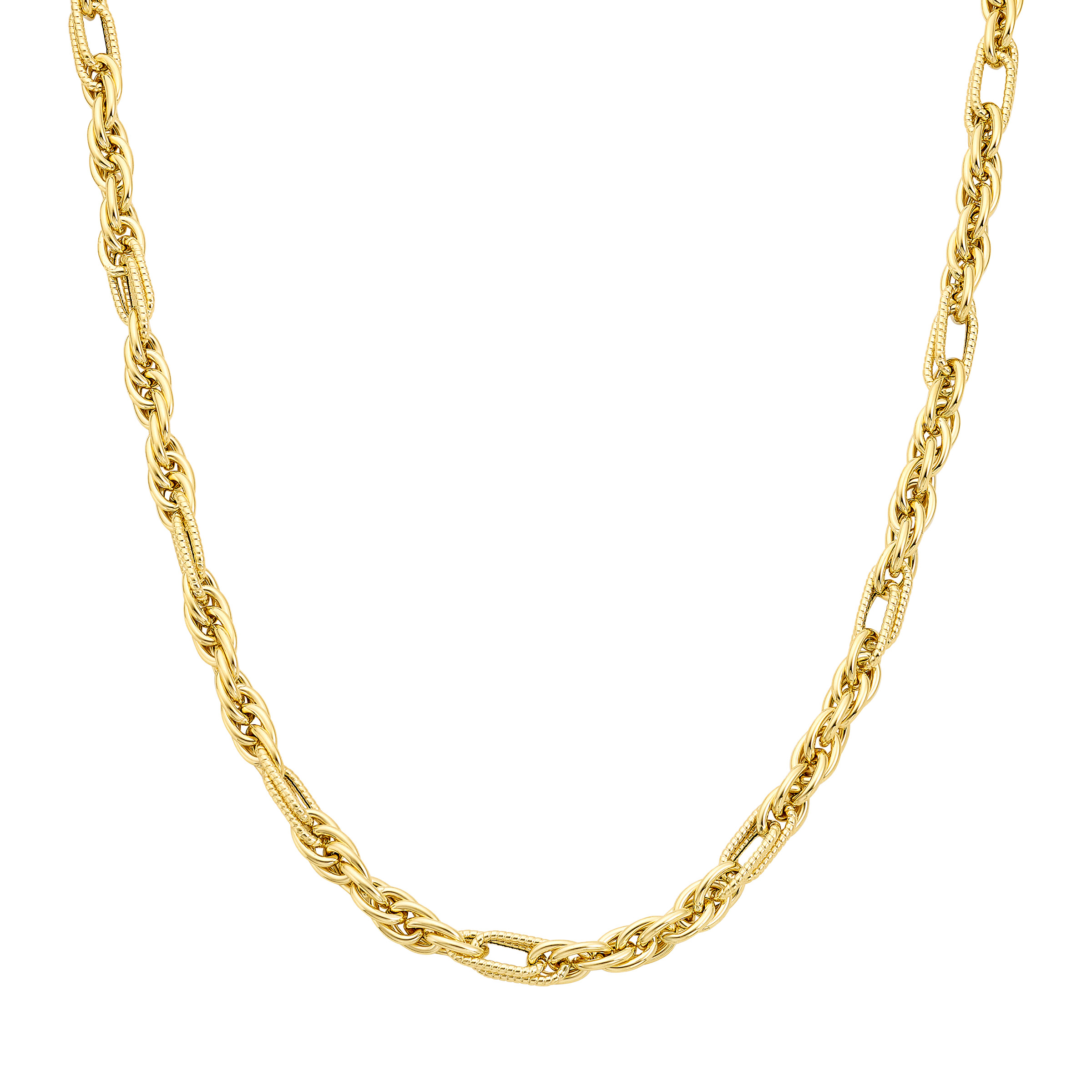 High Polish Interlocking Oval Link Paperclip Necklace in Yellow Gold